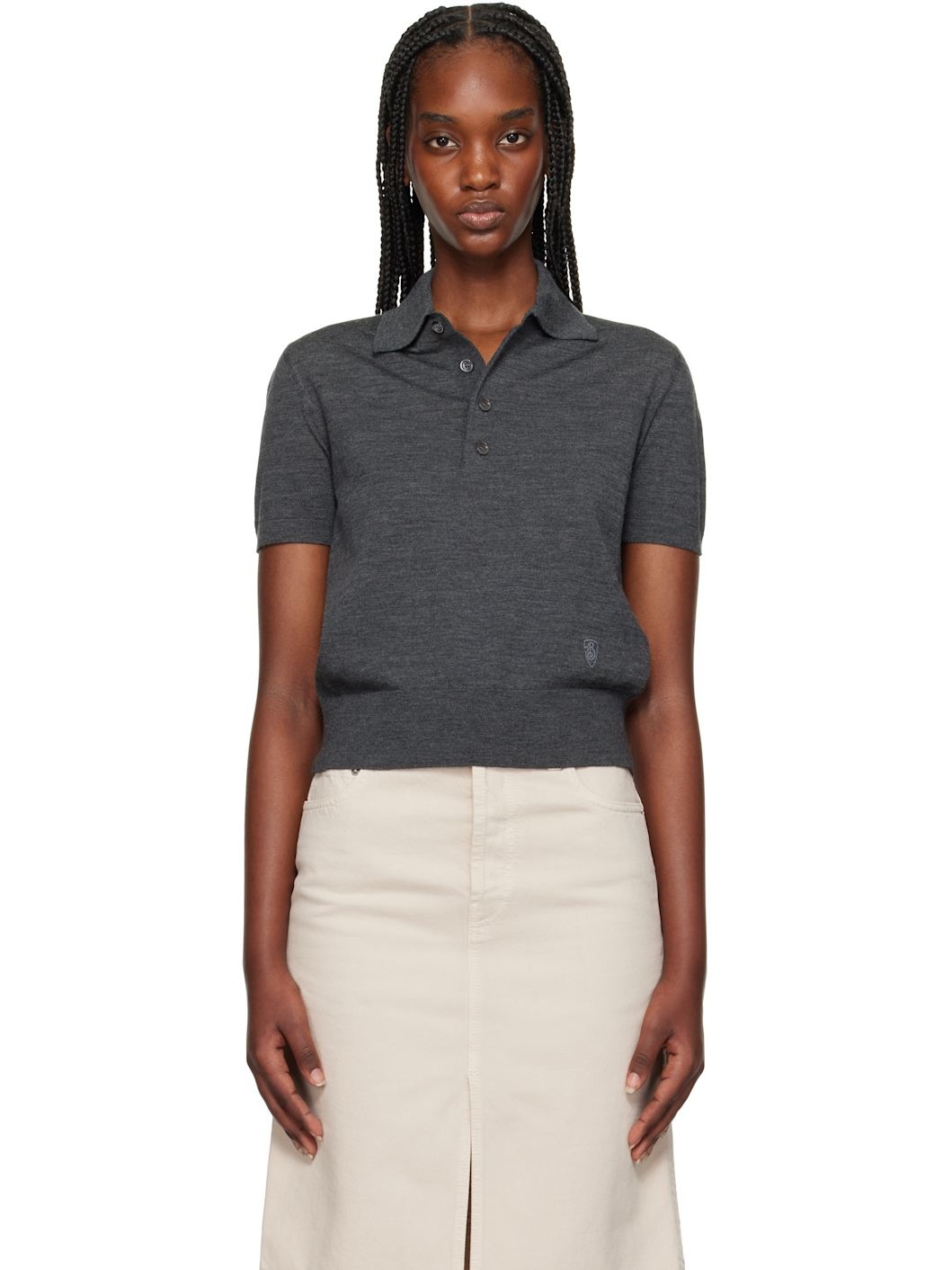 Gray Wool Polo - 1