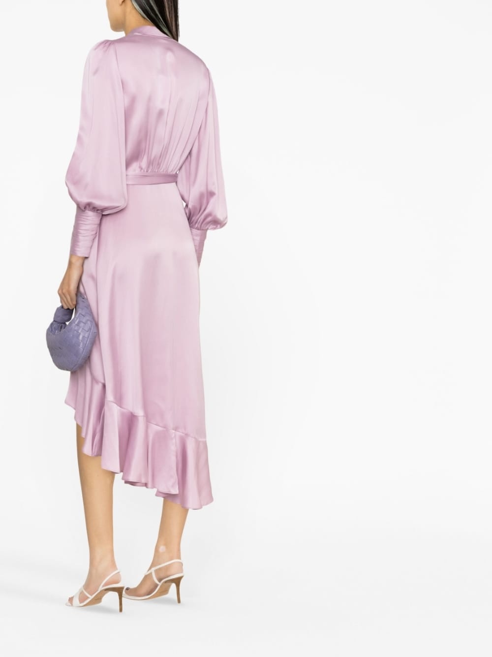 ruffled silk wrap midi dress - 4