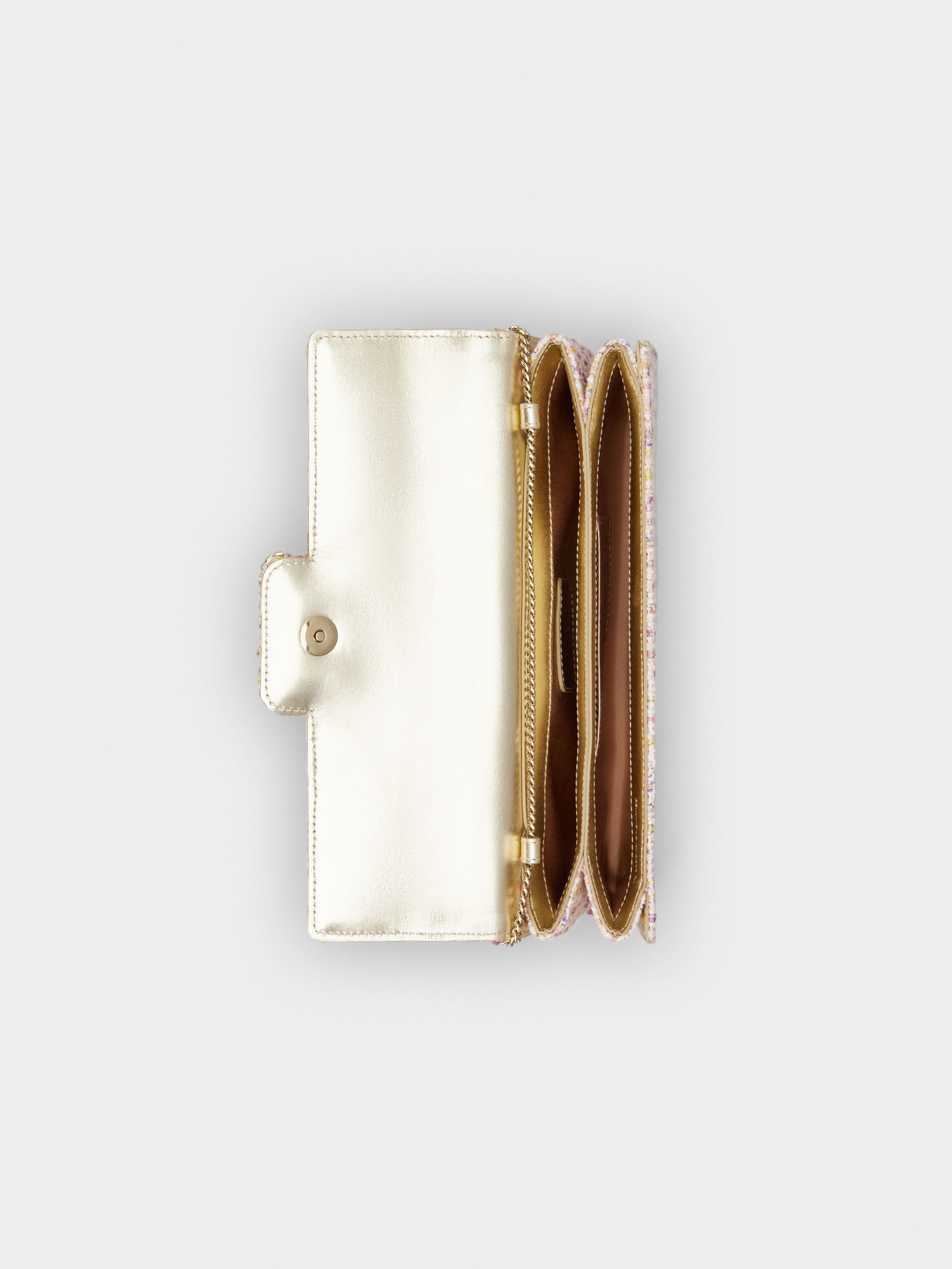 Flower Strass Buckle Clutch Bag in Fabric - 5