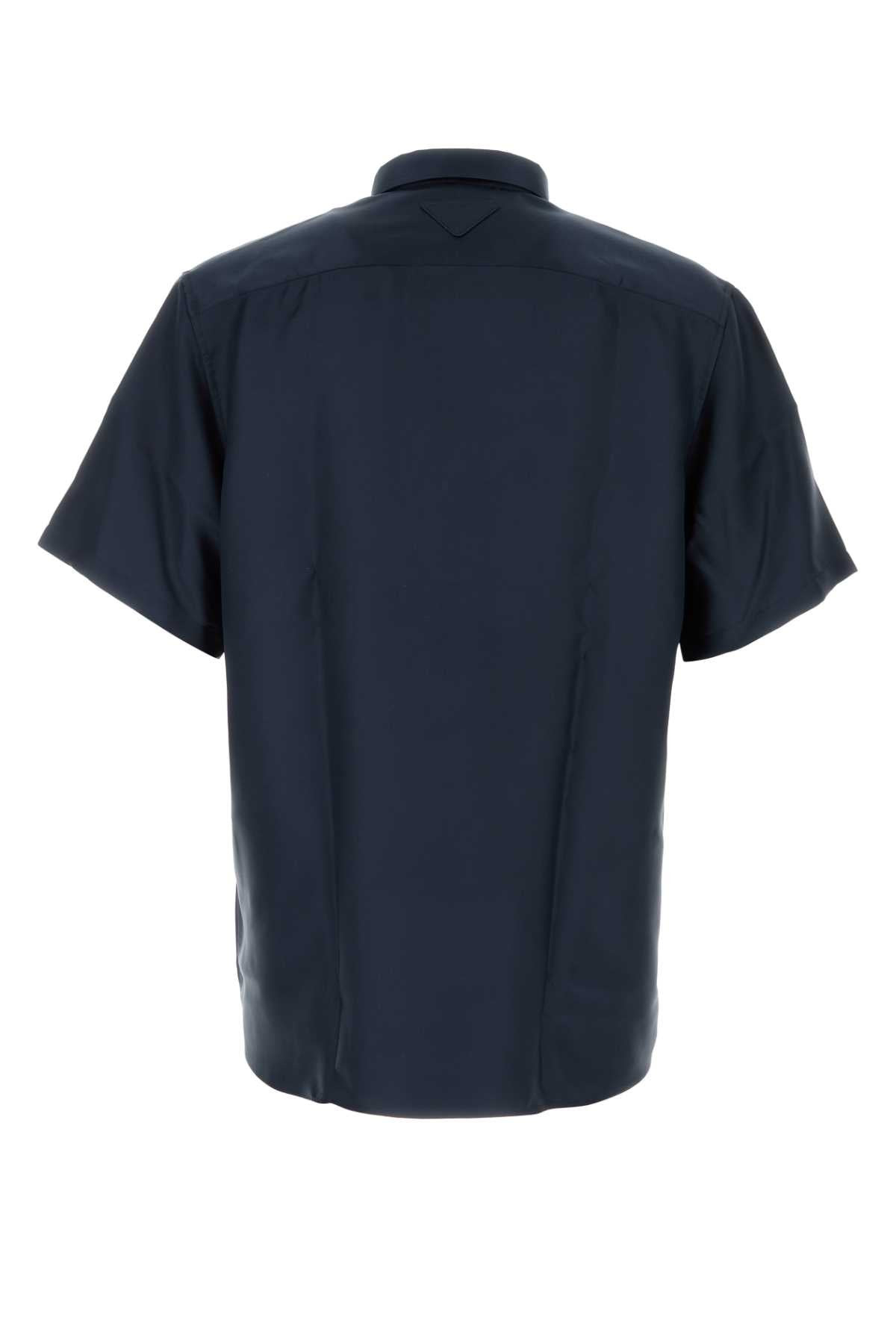 Prada Men Blue Satin Shirt - 2