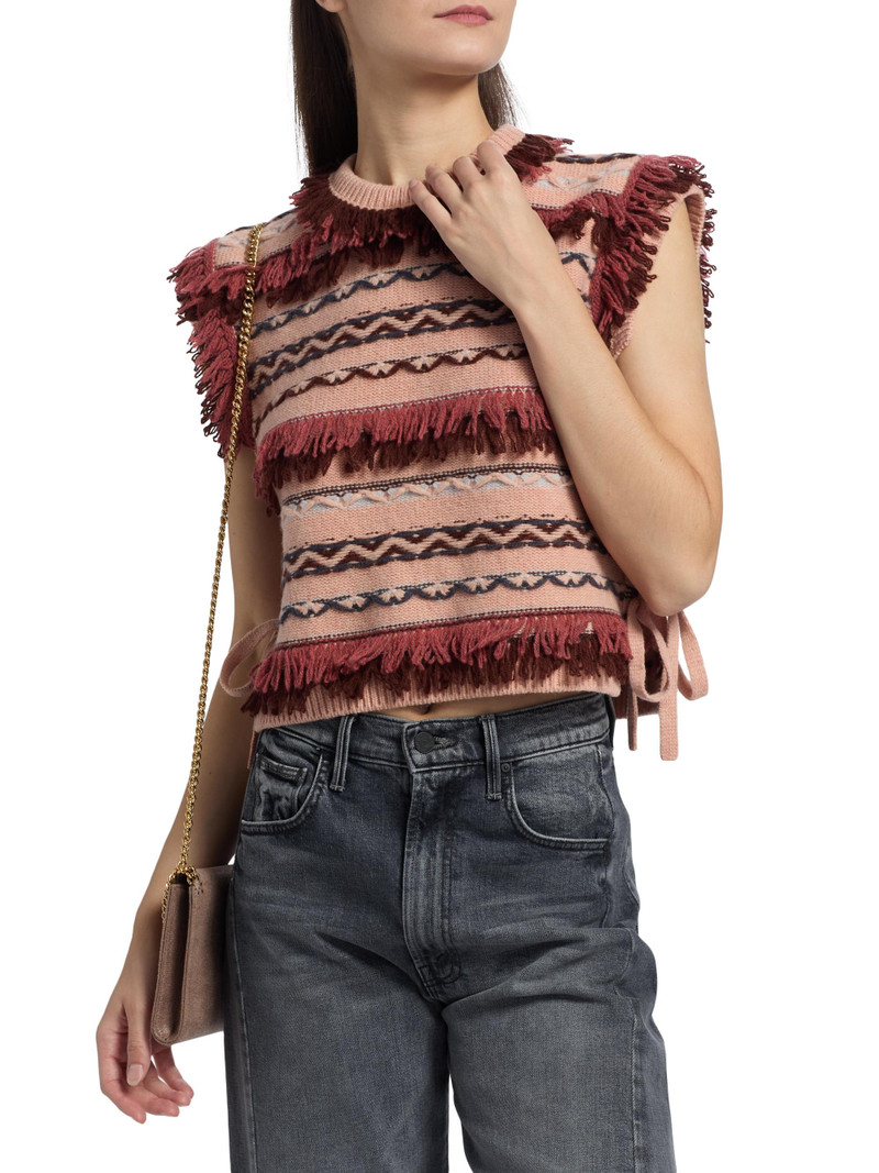 Women's Desmond Wool Fringed Top - Volcanic 3