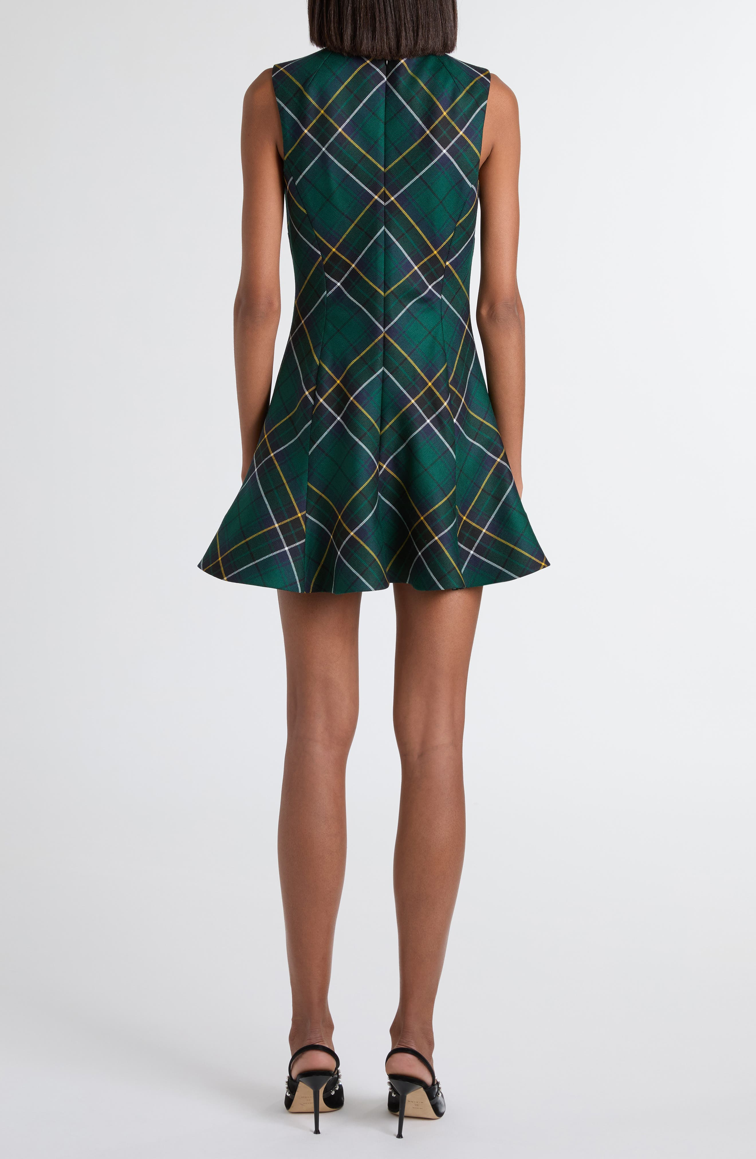 McQueen Tartan Wool Minidress in Navy/Green/Yellow at Nordstrom - 3