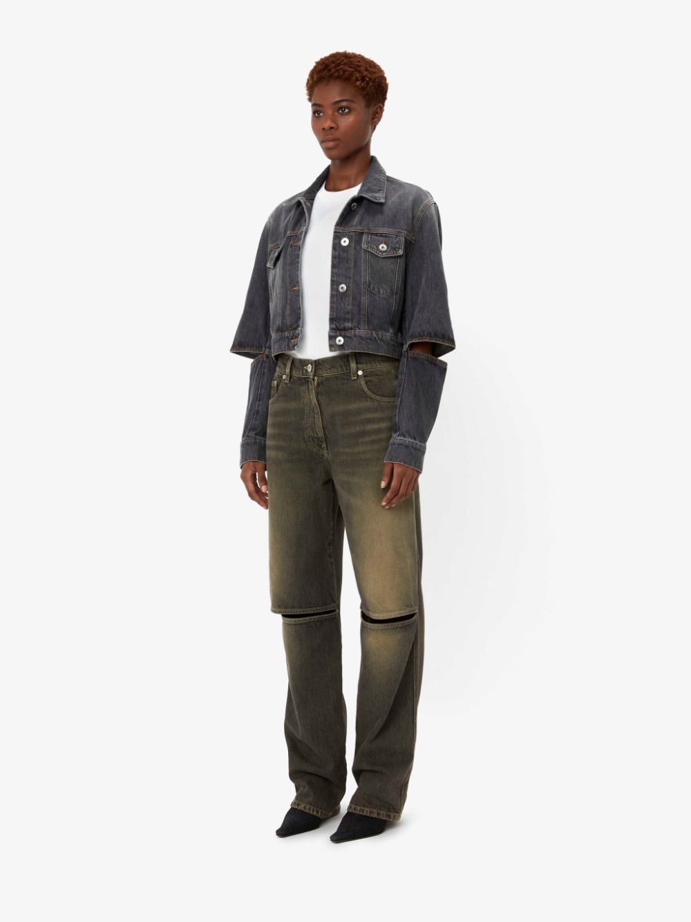 CUT OUT SLEEVE DENIM JACKET - 3