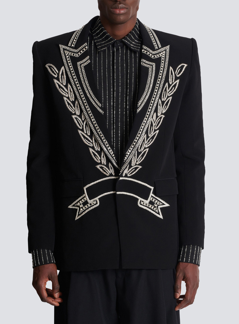Crepe 1-button jacket with crystals 5