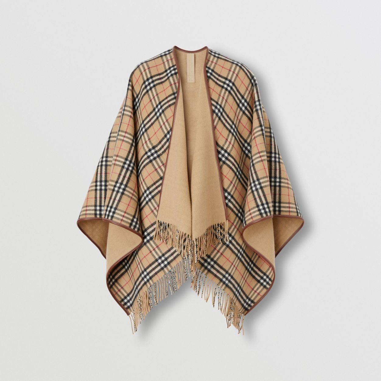 Reversible Vintage Check Wool Cashmere Cape - 8