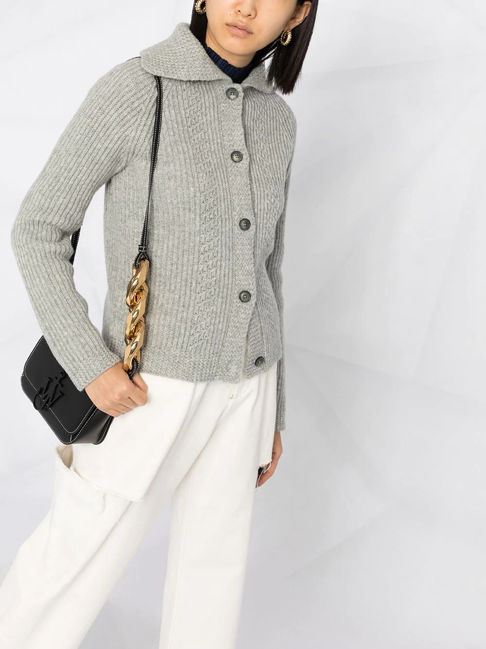 button-up wool cardigan - 5