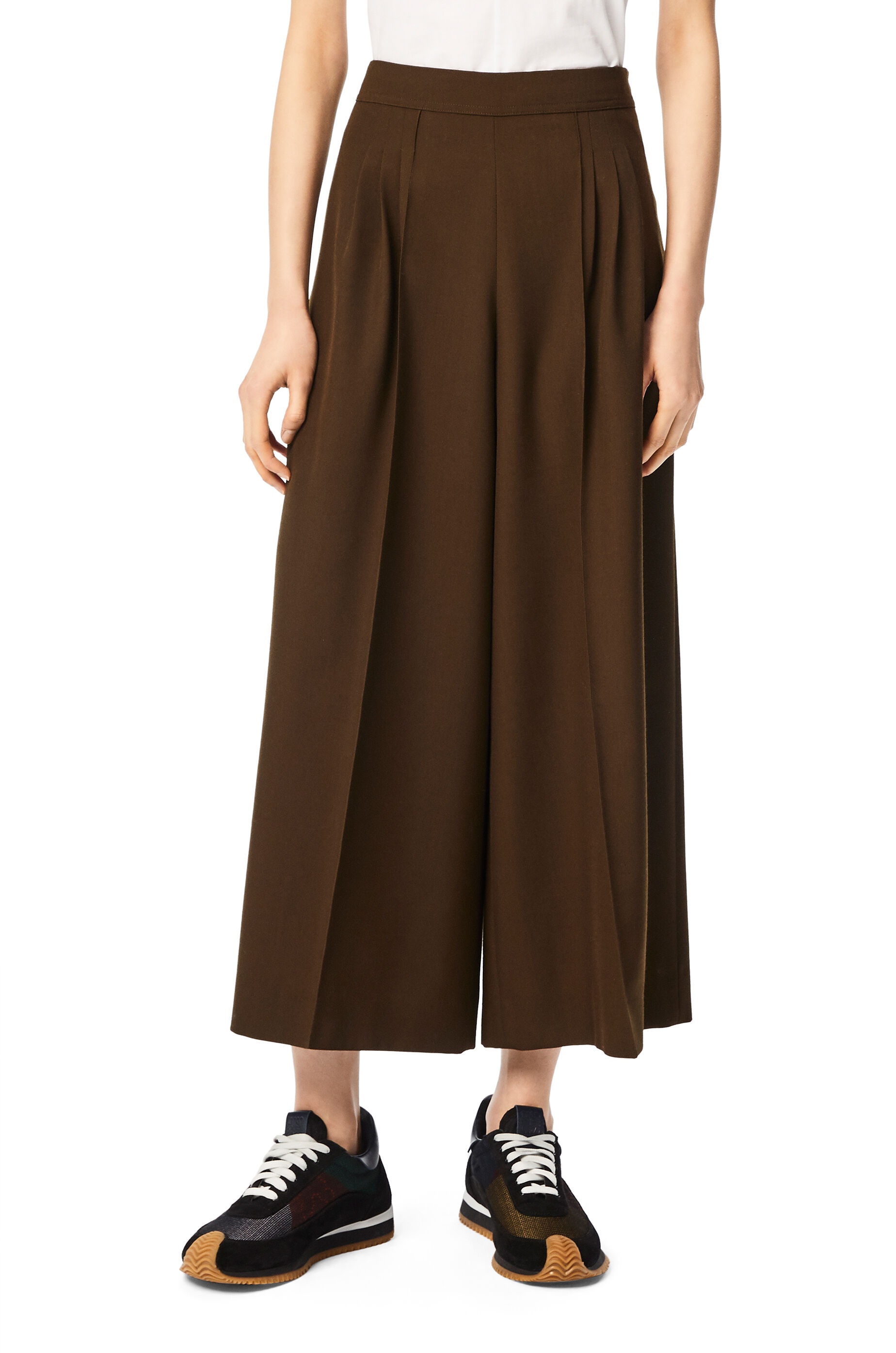 Cropped pleated trousers in wool and silk - 3