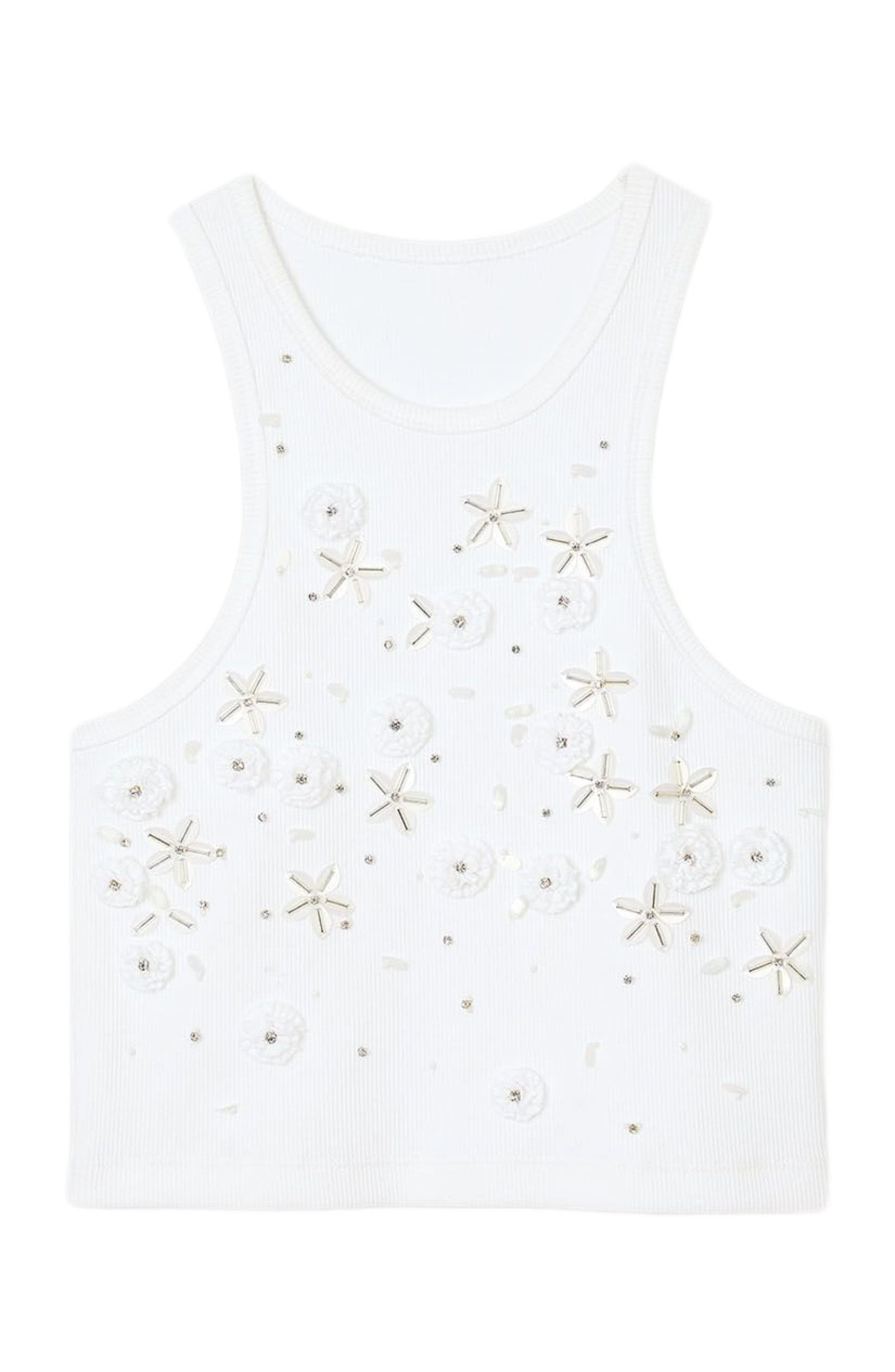 SANDRO Beaded and rhinestone tank top in White at Nordstrom - 5