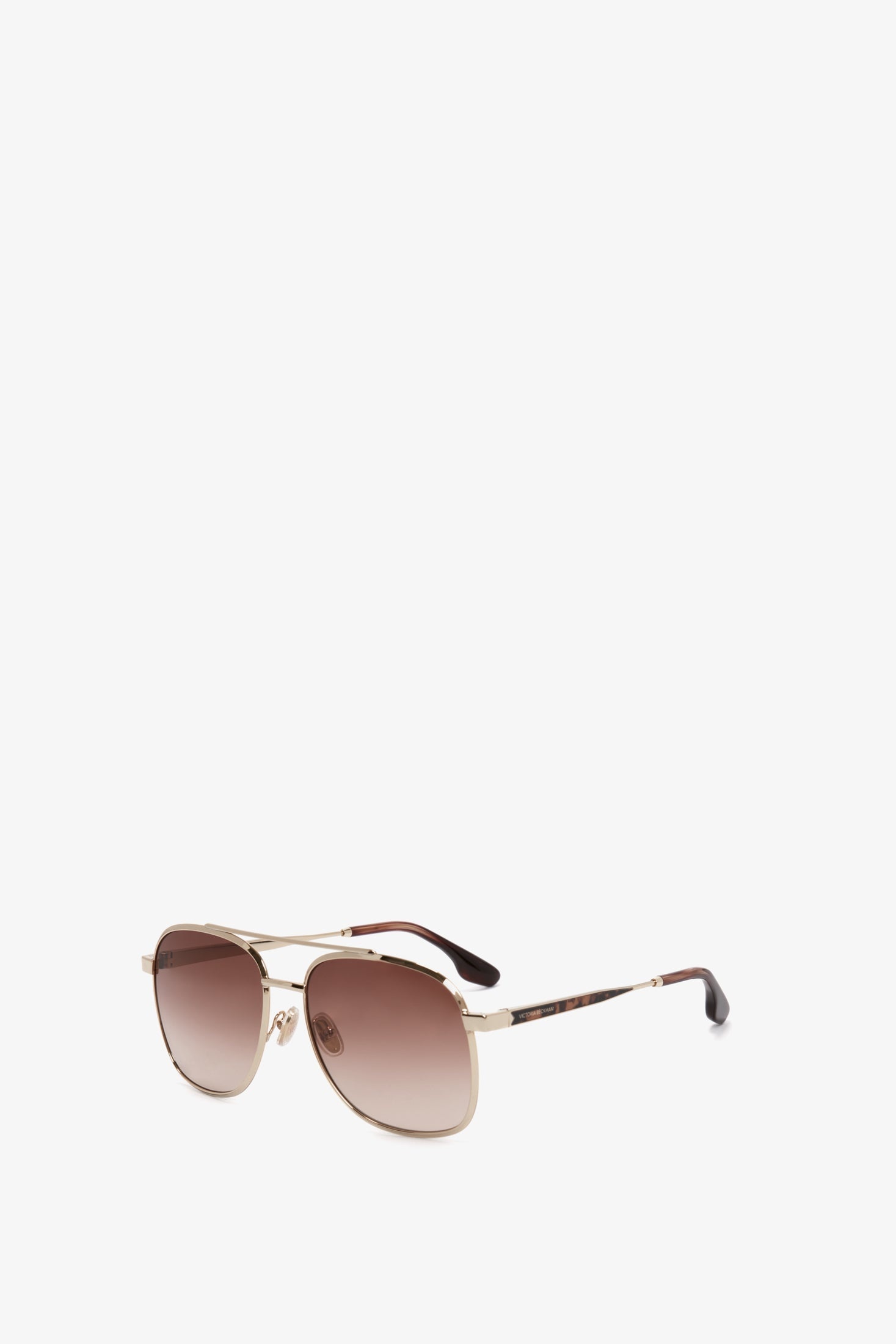 Double Bridge V Detail Sunglasses in Gold Brown - 4