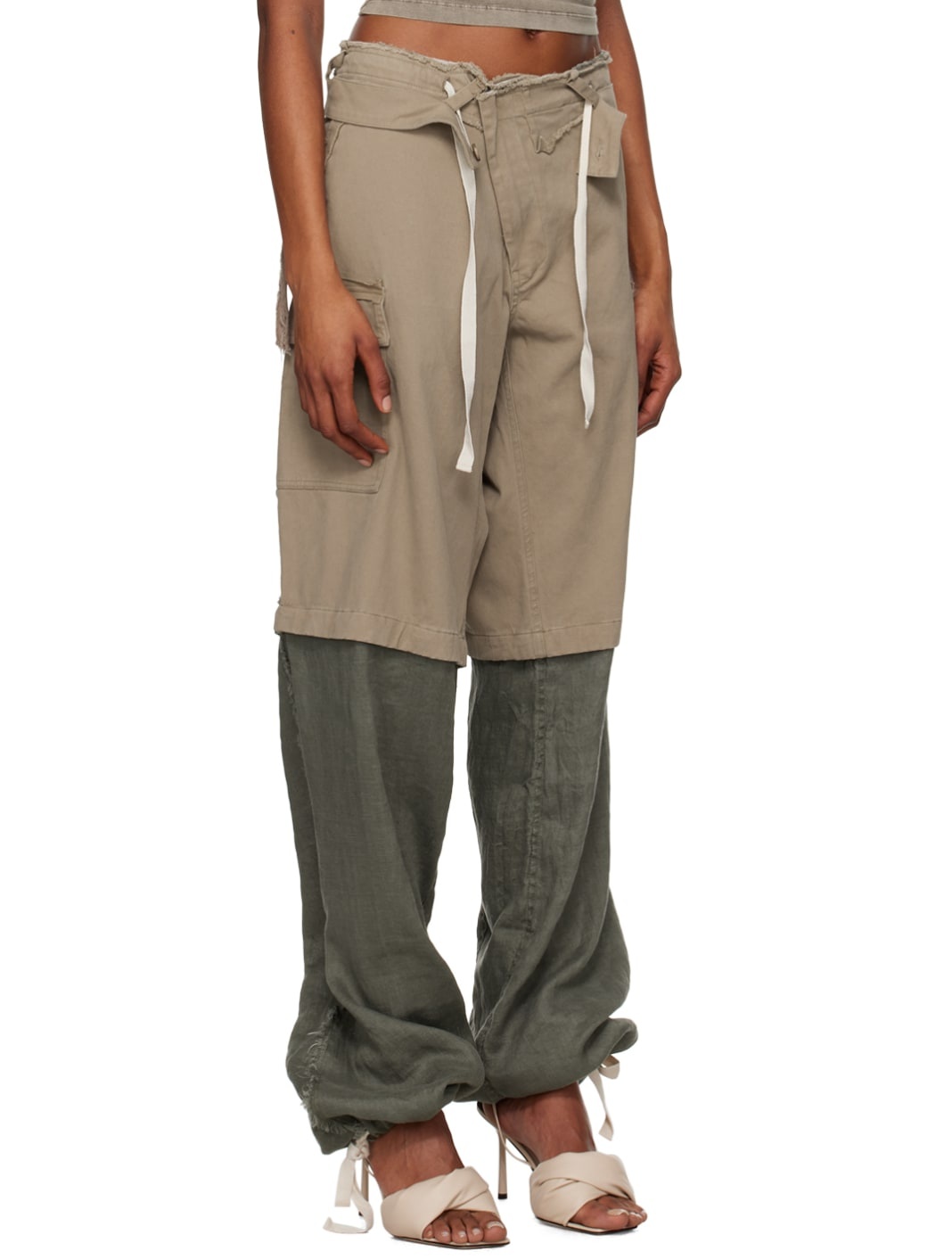 Gray & Khaki Baggy Cargo Pants - 2