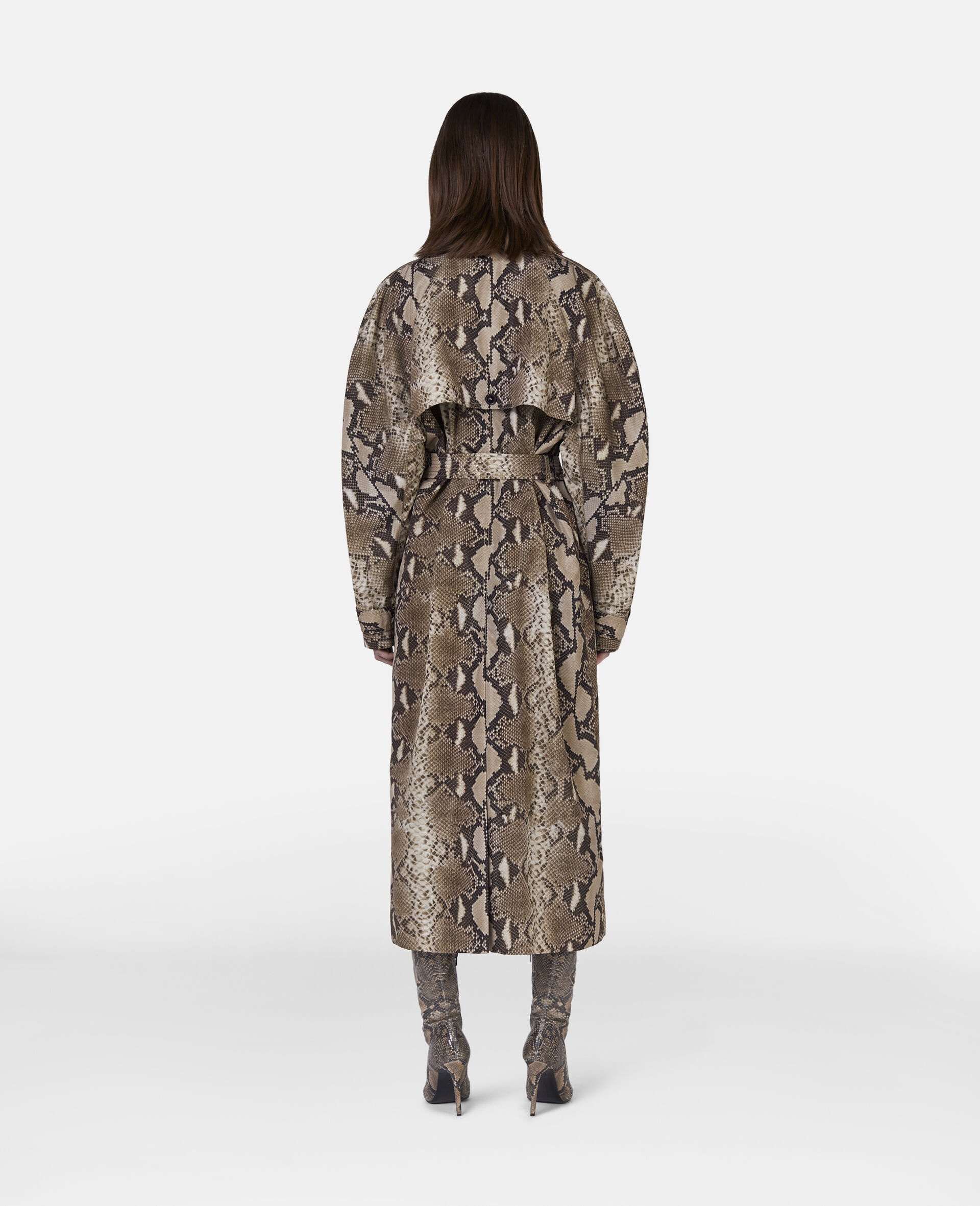 Python Print Belted Trench Coat - 7