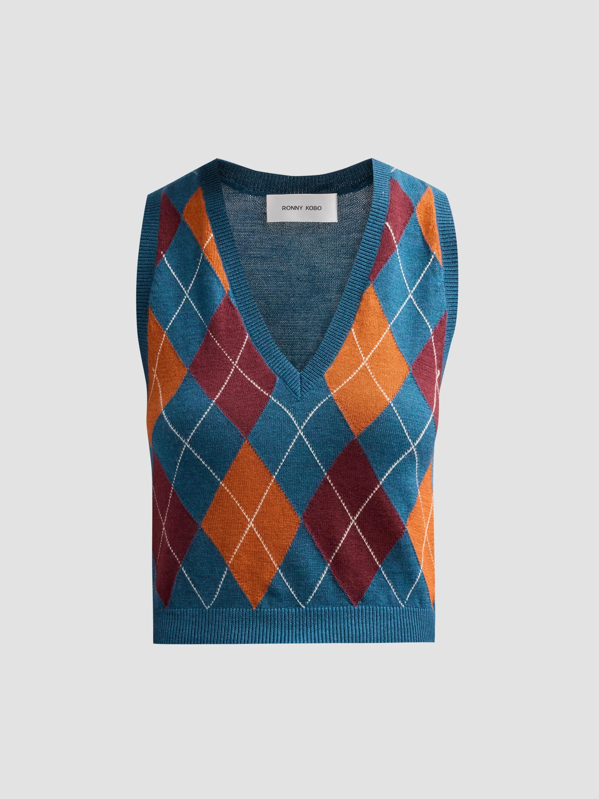 Women's Gabriel Cashmere-Blend Vest - Atlantis Combo - 1