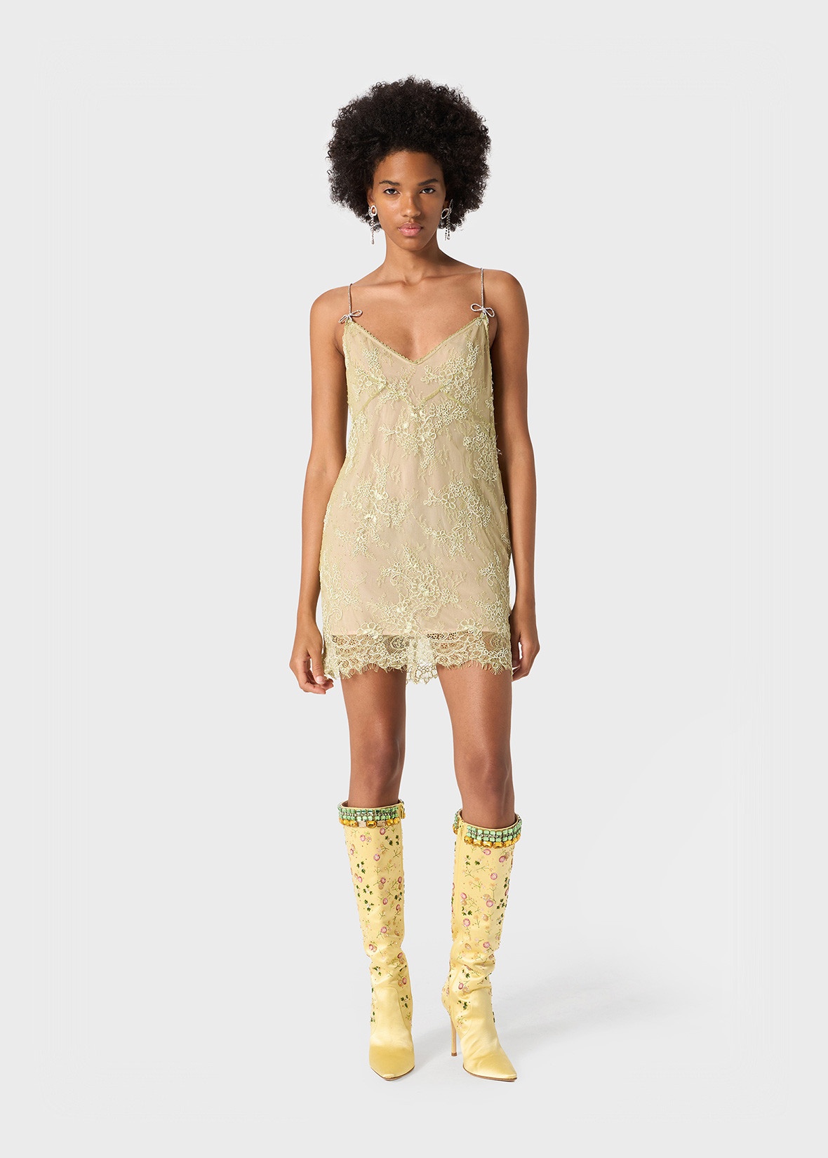MINI DRESS IN RÉBRODÉ LACE WITH RHINESTONE DETAILS - 2