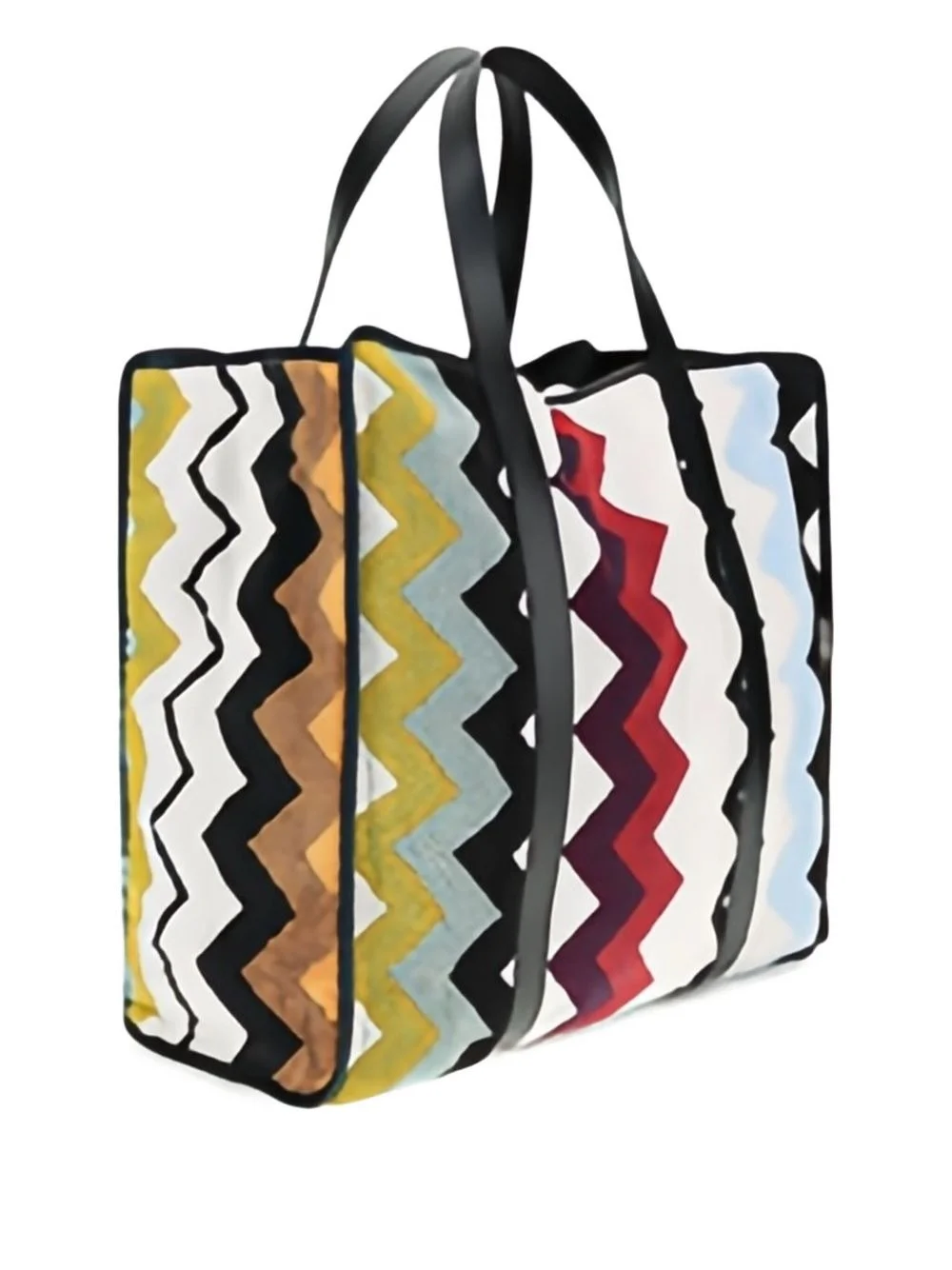 zigzag-pattern cotton tote bag - 1