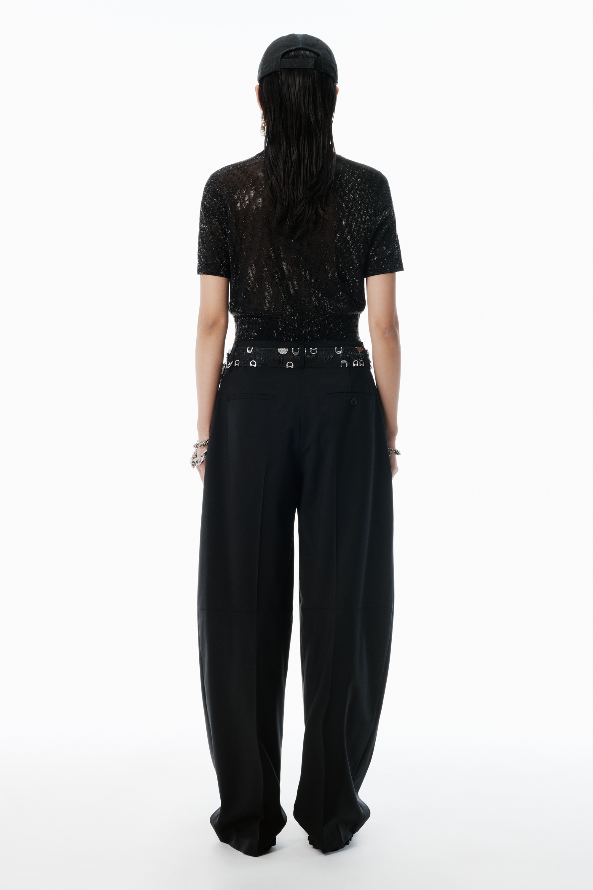 Black Clear Bead Hotfix Crewneck Tee - 4