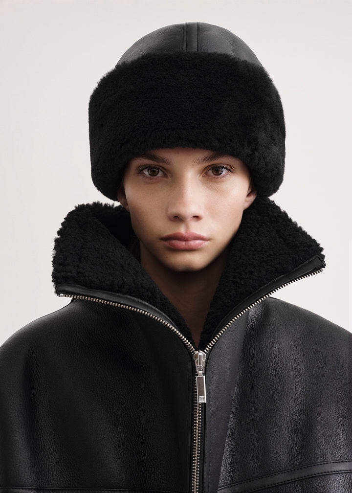 Shearling winter hat black - 3