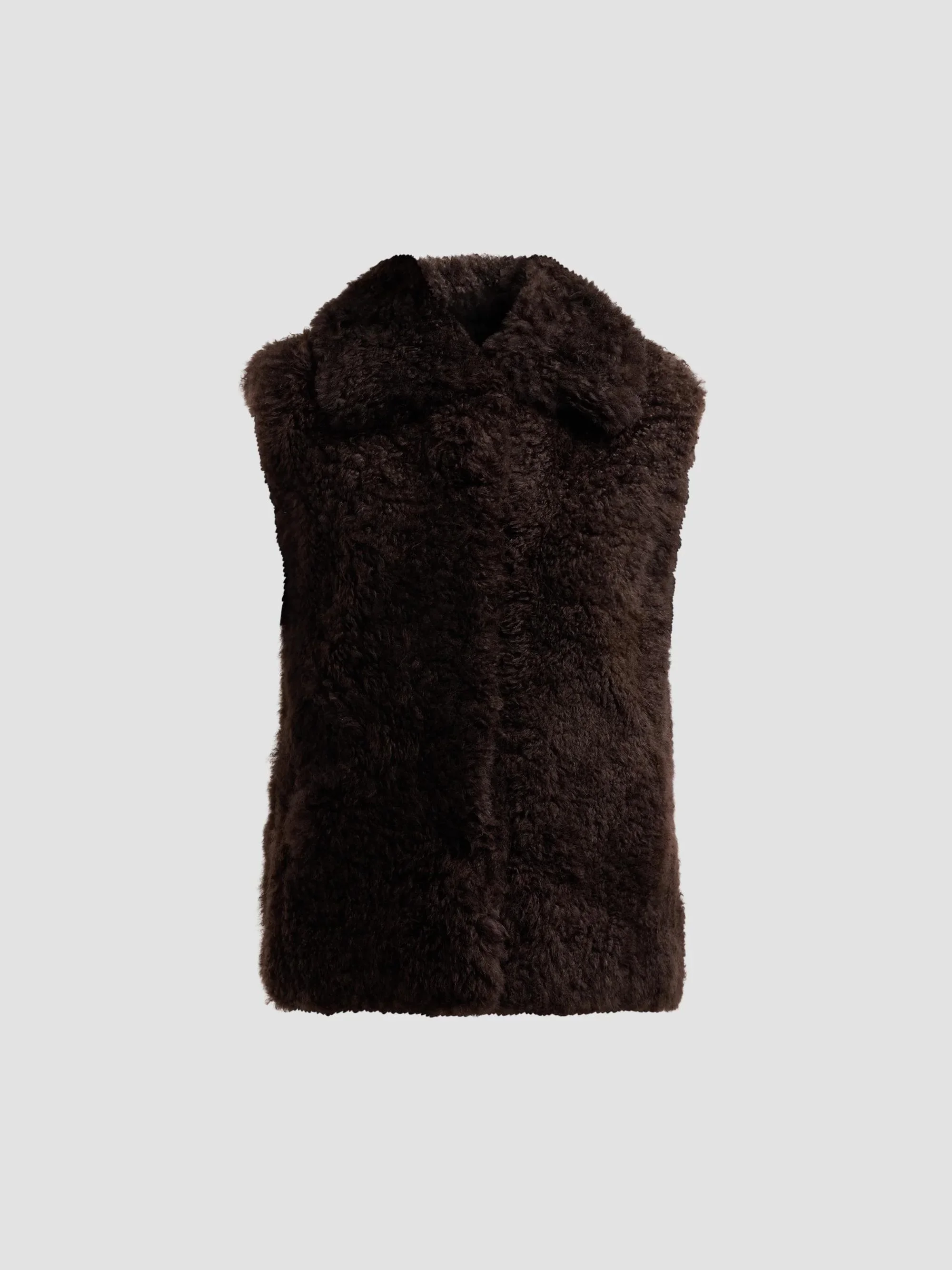 Women's Shearling Zip Gilet - Mocha - 1