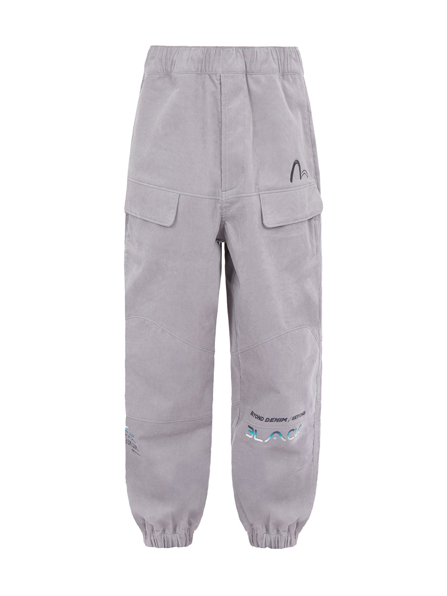 Gradient Slogan Print Corduroy Cargo Pants - 12