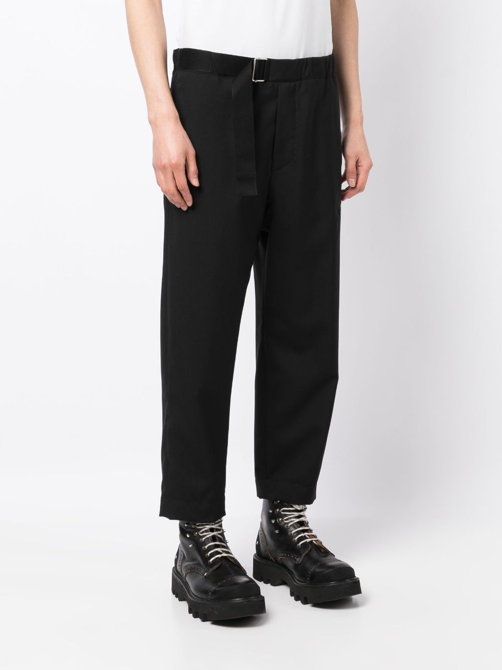 belted-waist cropped trousers - 3