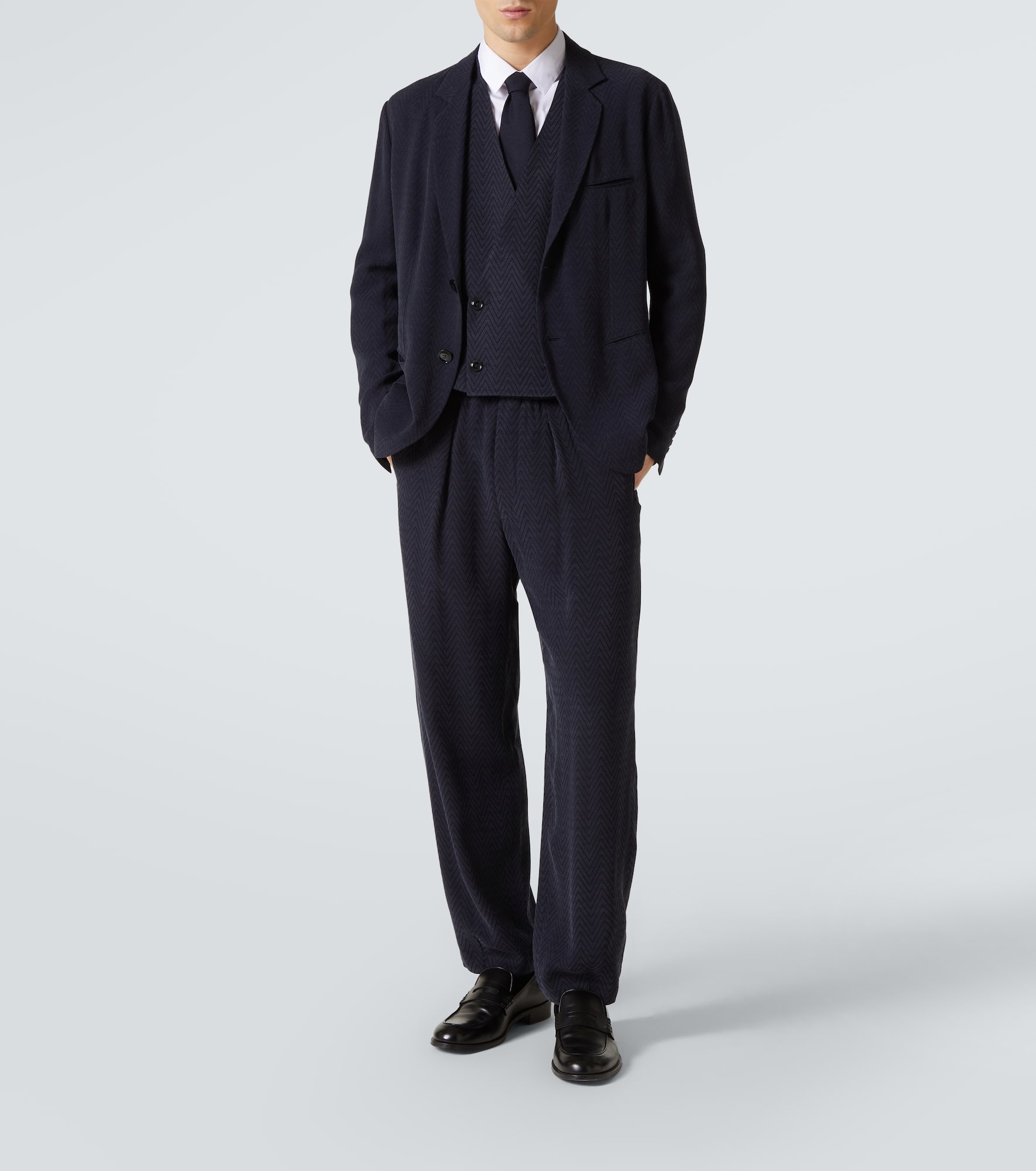 Chevron jacquard straight pants - 2