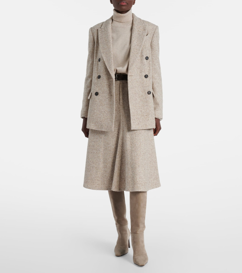 Brunello Cucinelli Double-breasted wool and silk-blend blazer outlook