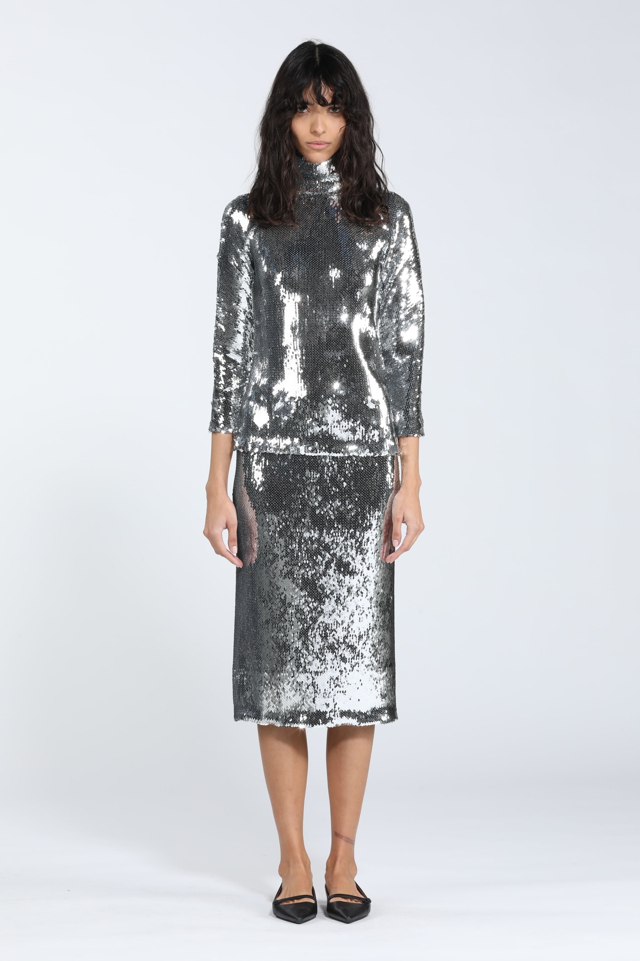N°21 SEQUIN MIDI SKIRT | REVERSIBLE