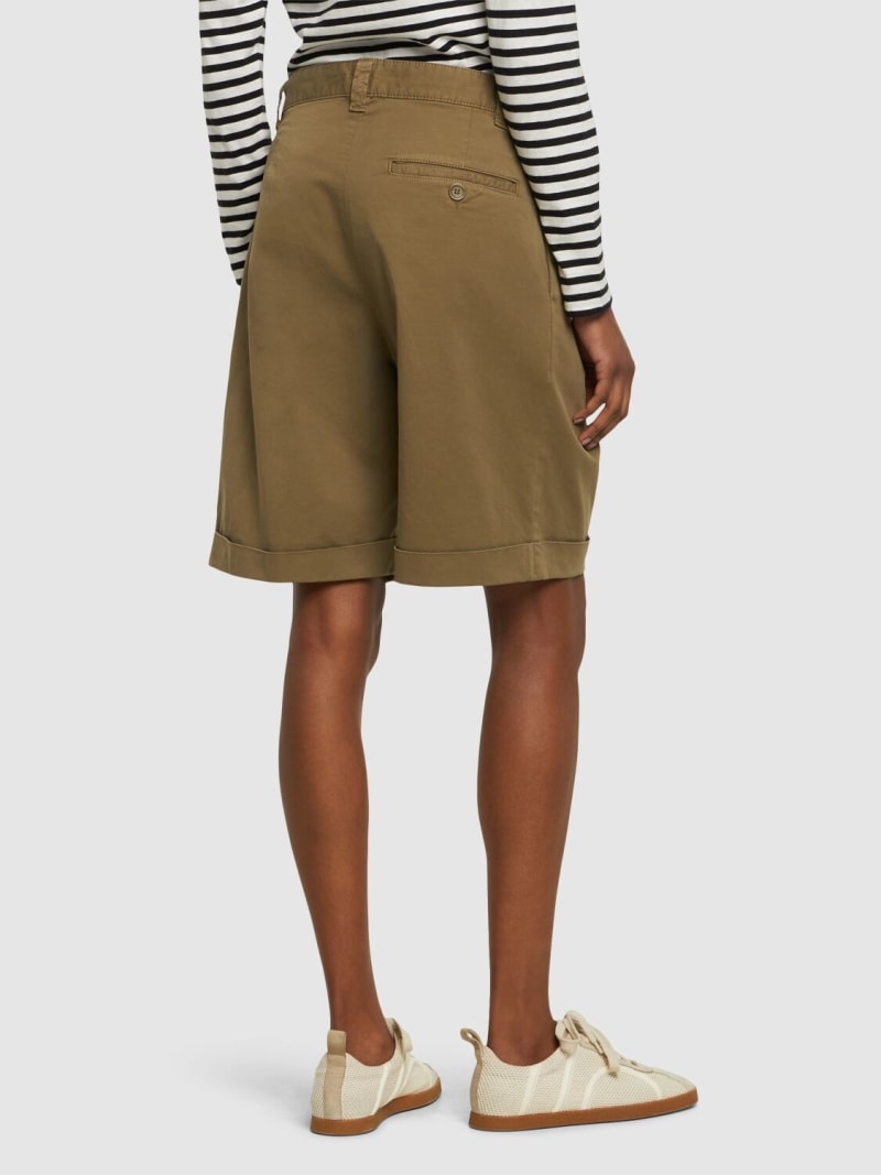 Pleated cotton twill shorts - 3