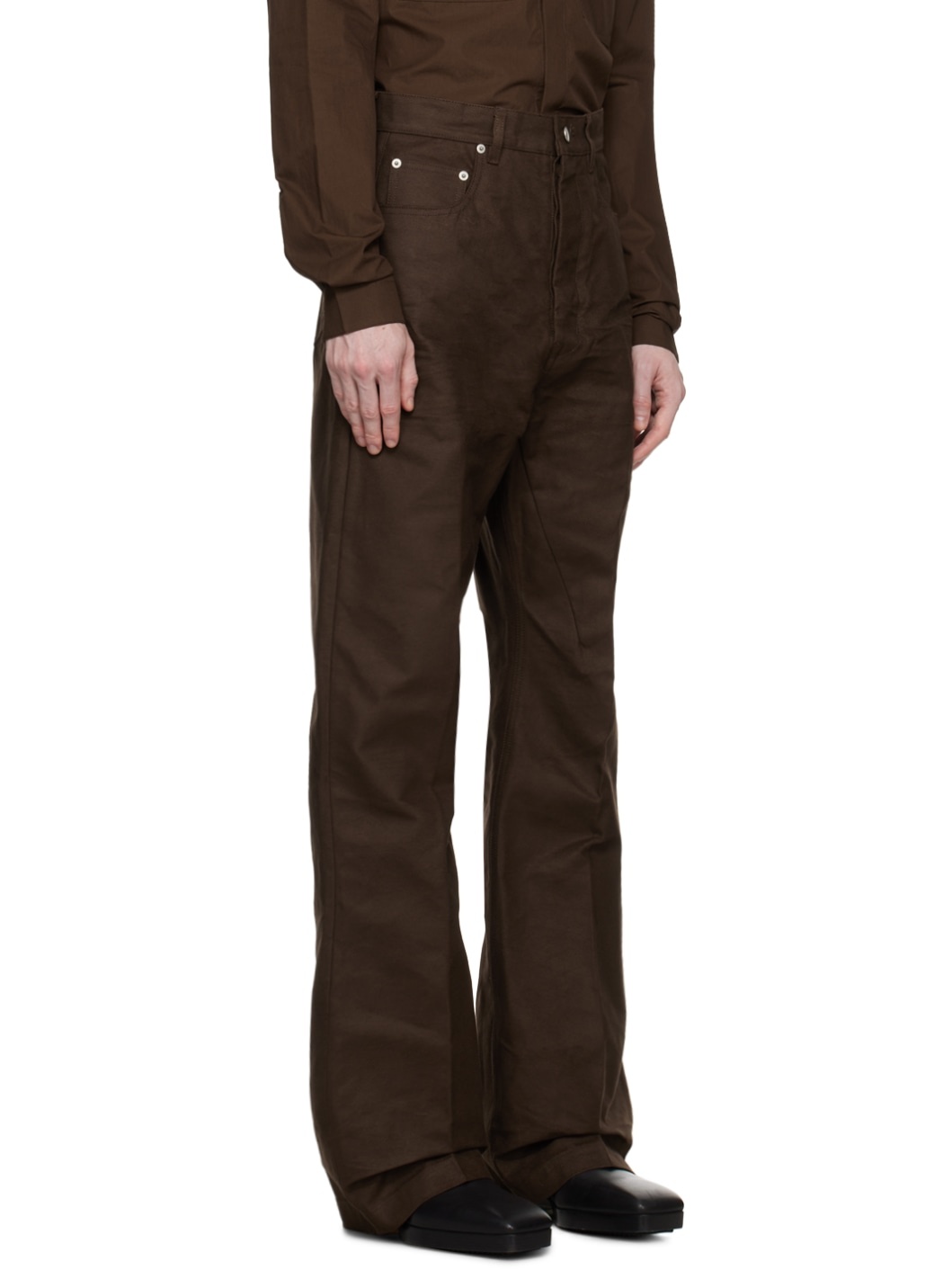 Brown Button-Fly Trousers - 2
