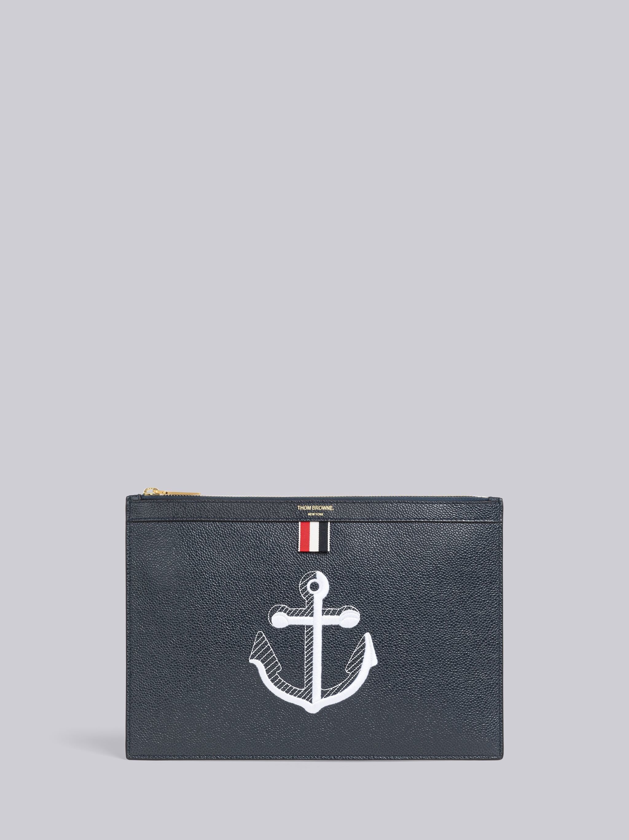 Pebble Grain Leather Anchor Small Document Holder - 1