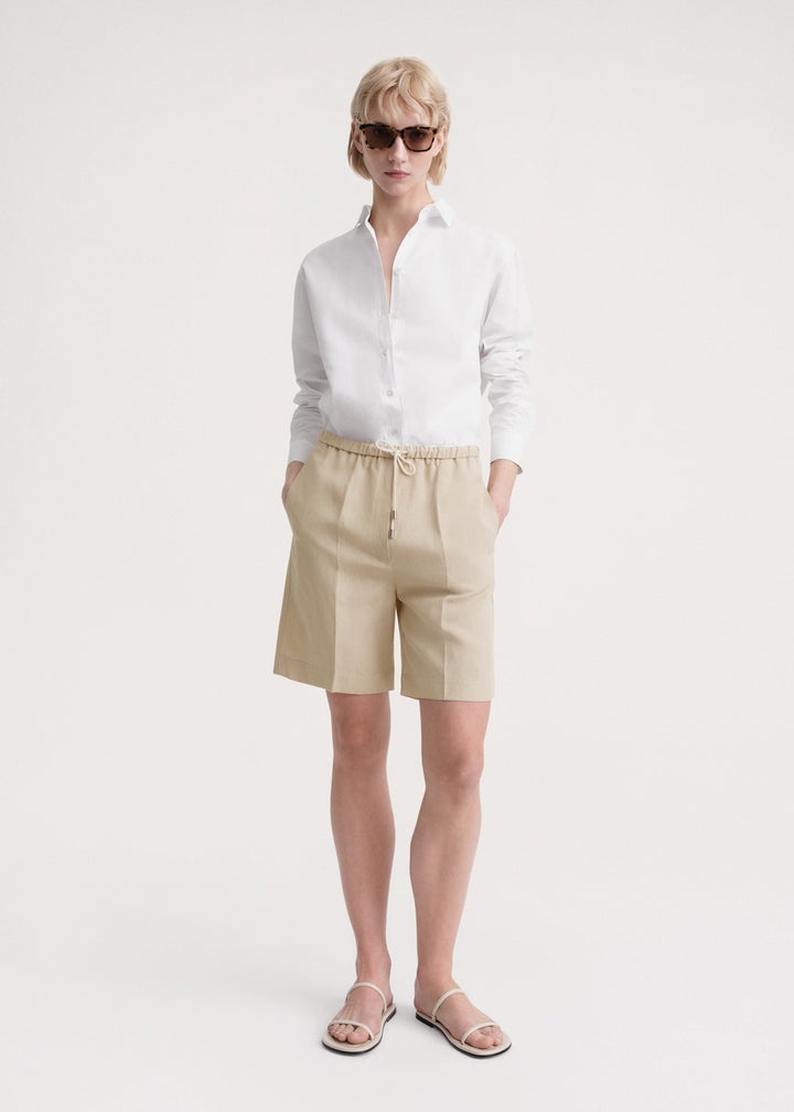 Press-Creased drawstring shorts overcast beige - 2