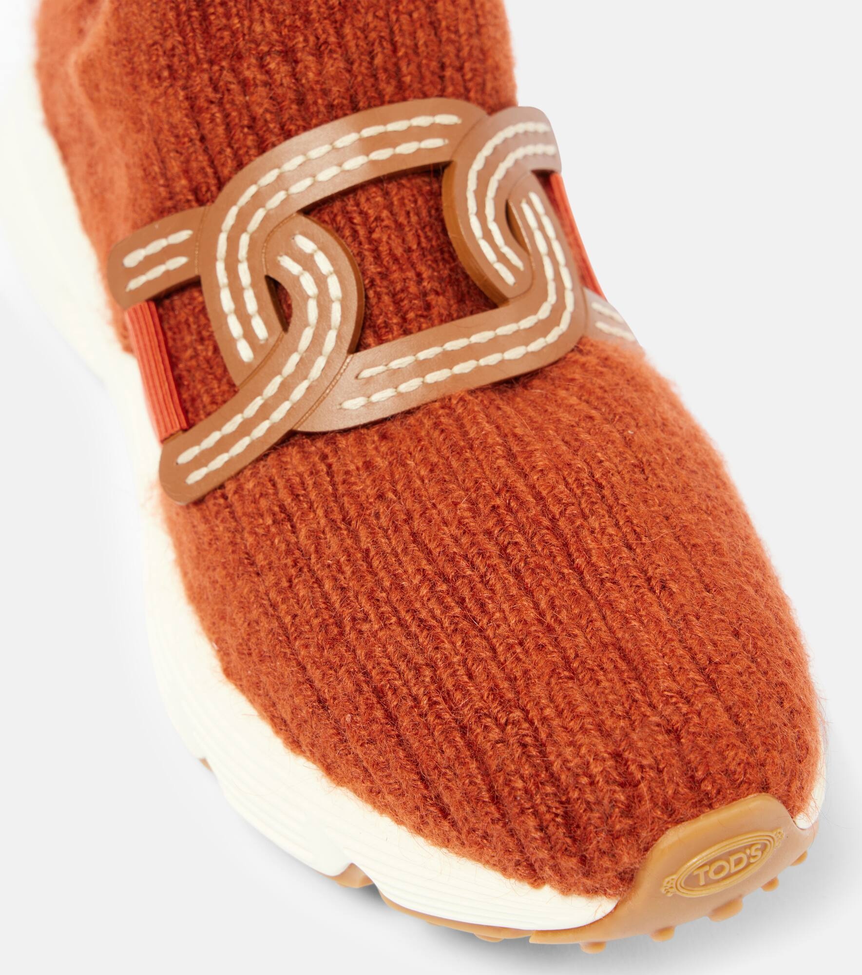 Kate leather-trimmed slip-on sneakers - 5