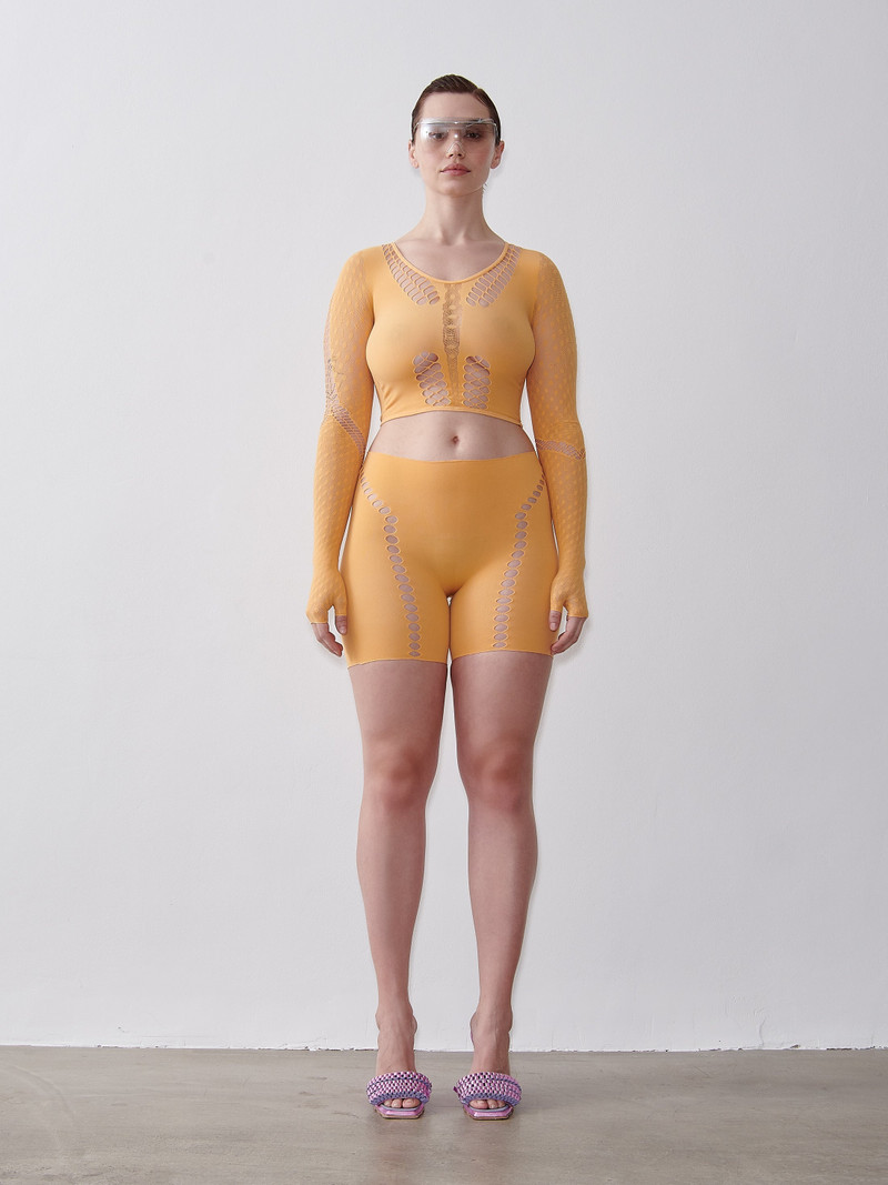 POSTER GIRL BRIANNA BIKER SHORTS IN PAPAYA outlook