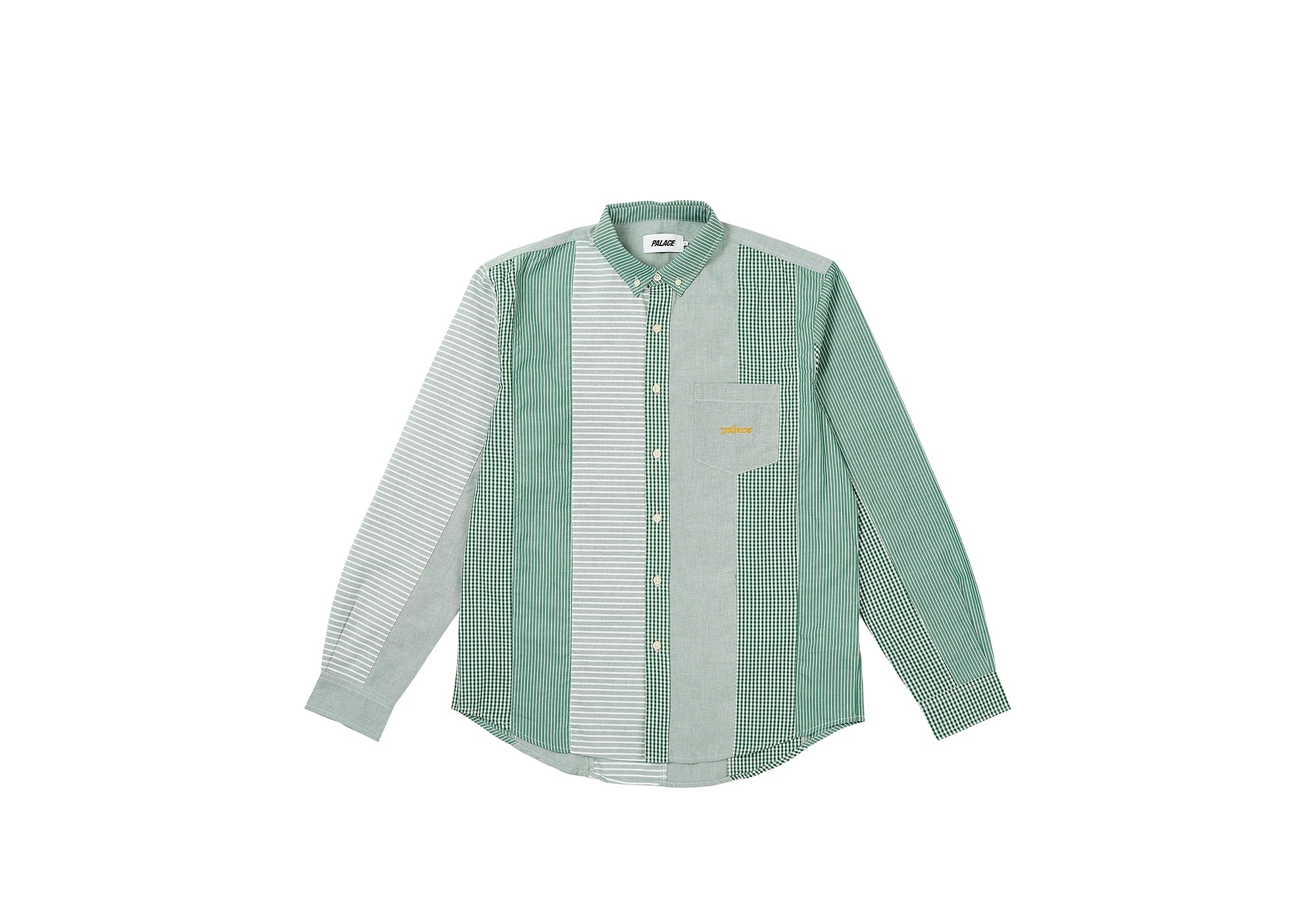 PATCHWORK STRIPE SHIRT GREEN - 1