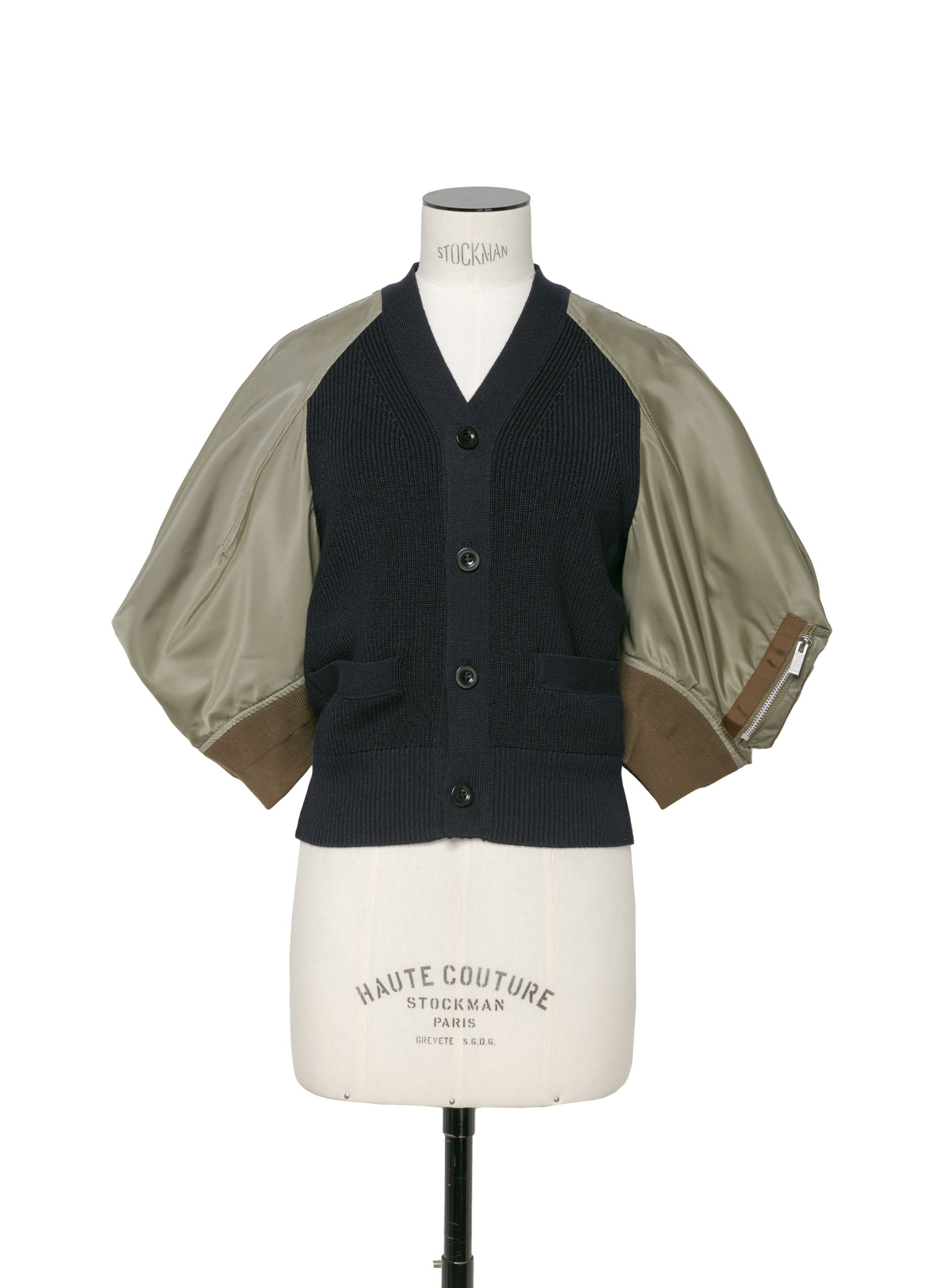 Nylon Twill x Knit Cardigan - 2