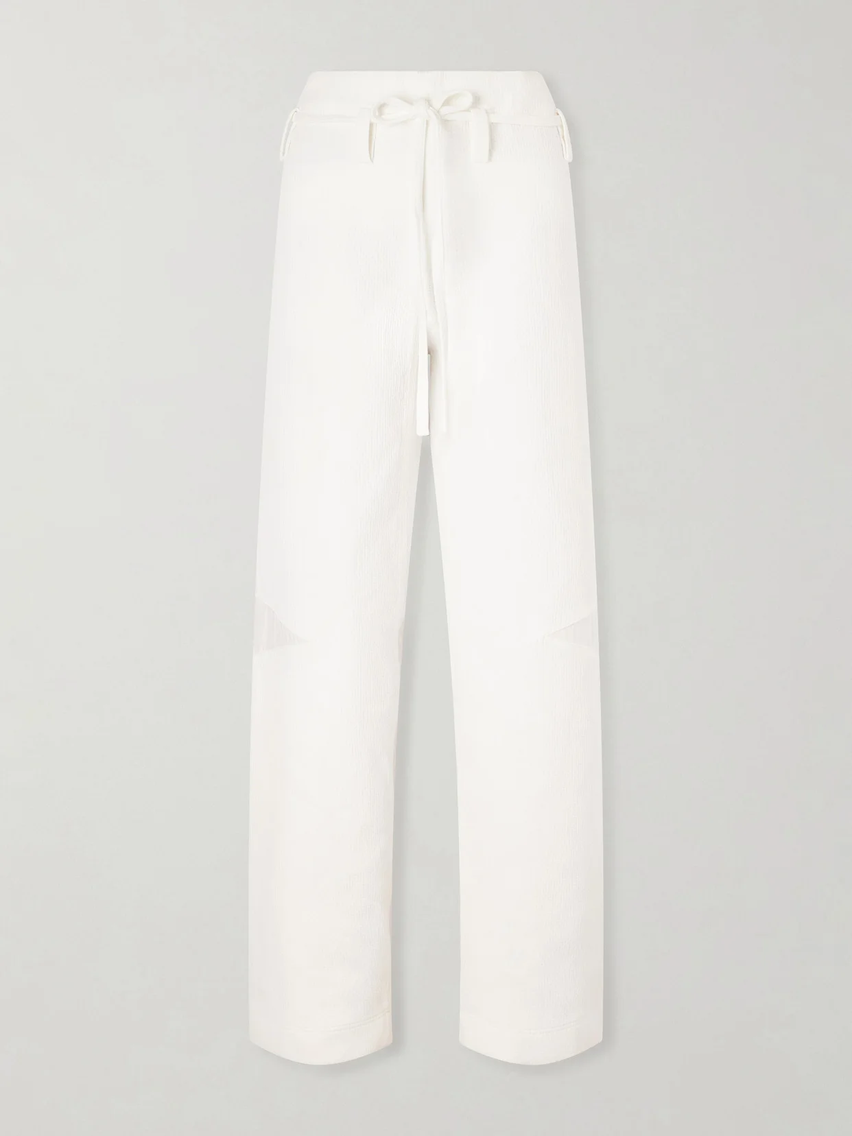 Belted Poplin-trimmed Cotton-jacquard Wide-leg Pants - 1
