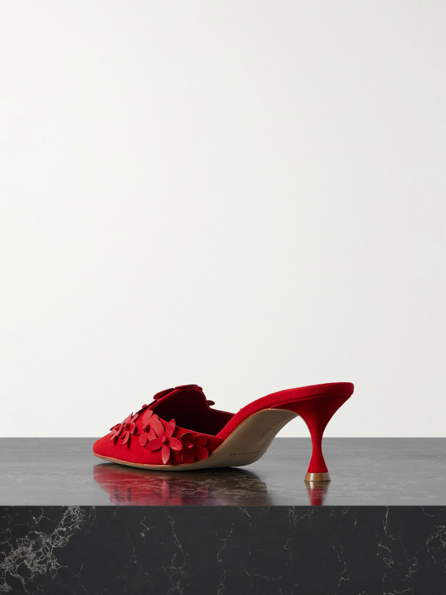 Harnes 50 appliquéd suede mules Red - 3
