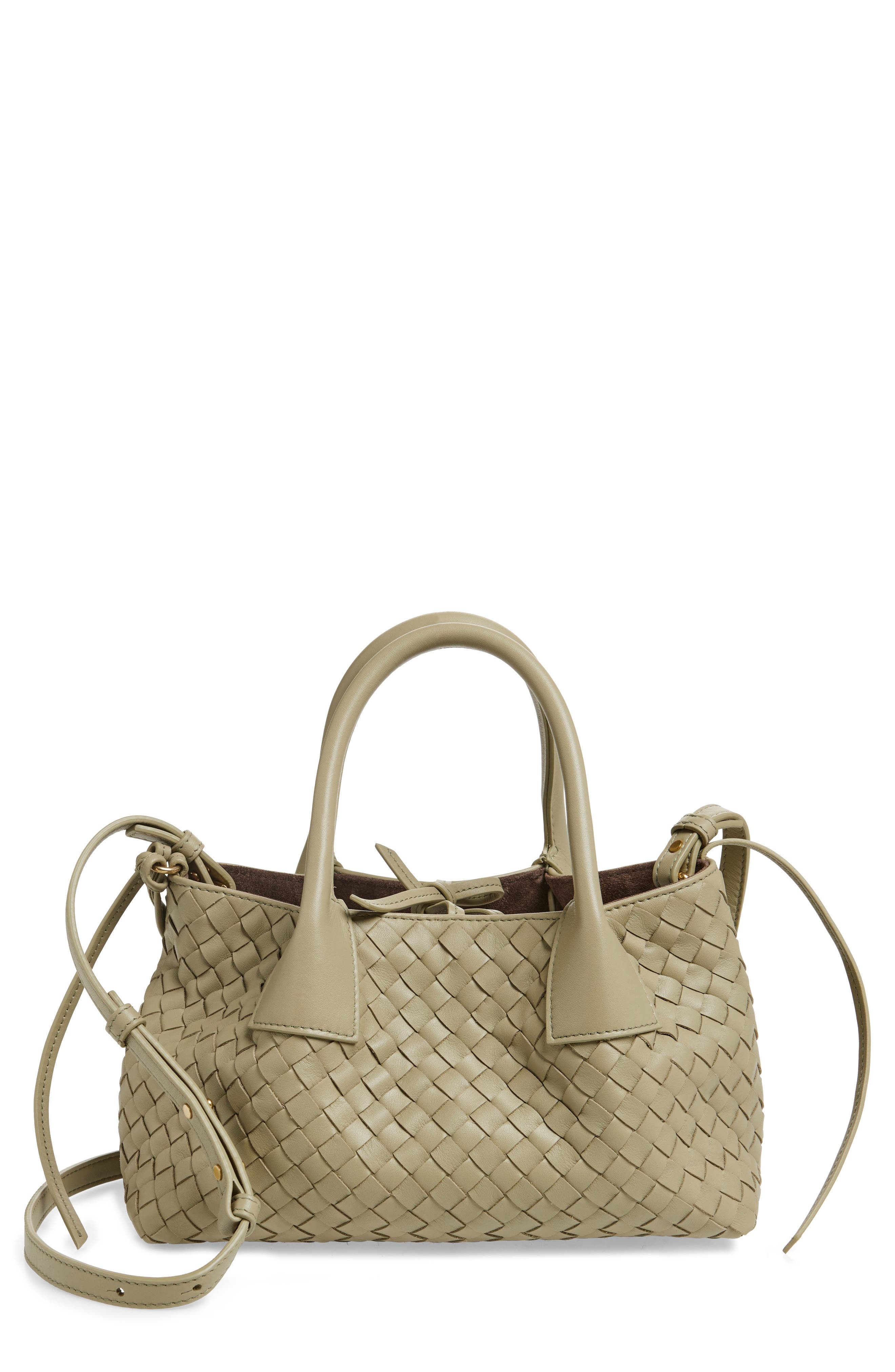 Bottega Veneta Small Pinacoteca Intrecciato Leather Top Handle Bag in 3055 Travertine/Fond- M B at N - 1