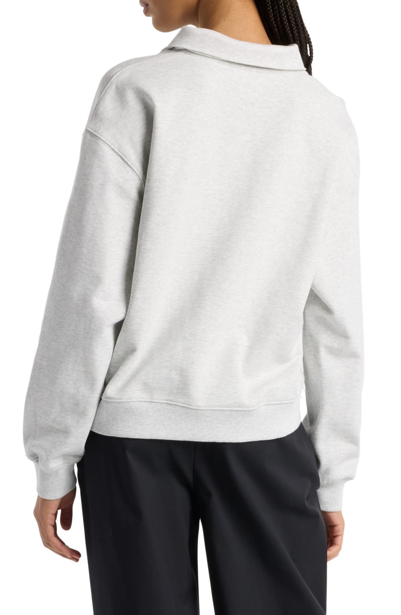 New Balance Oversize French Terry Polo Sweatshirt in Ash Heather at Nordstrom - 2