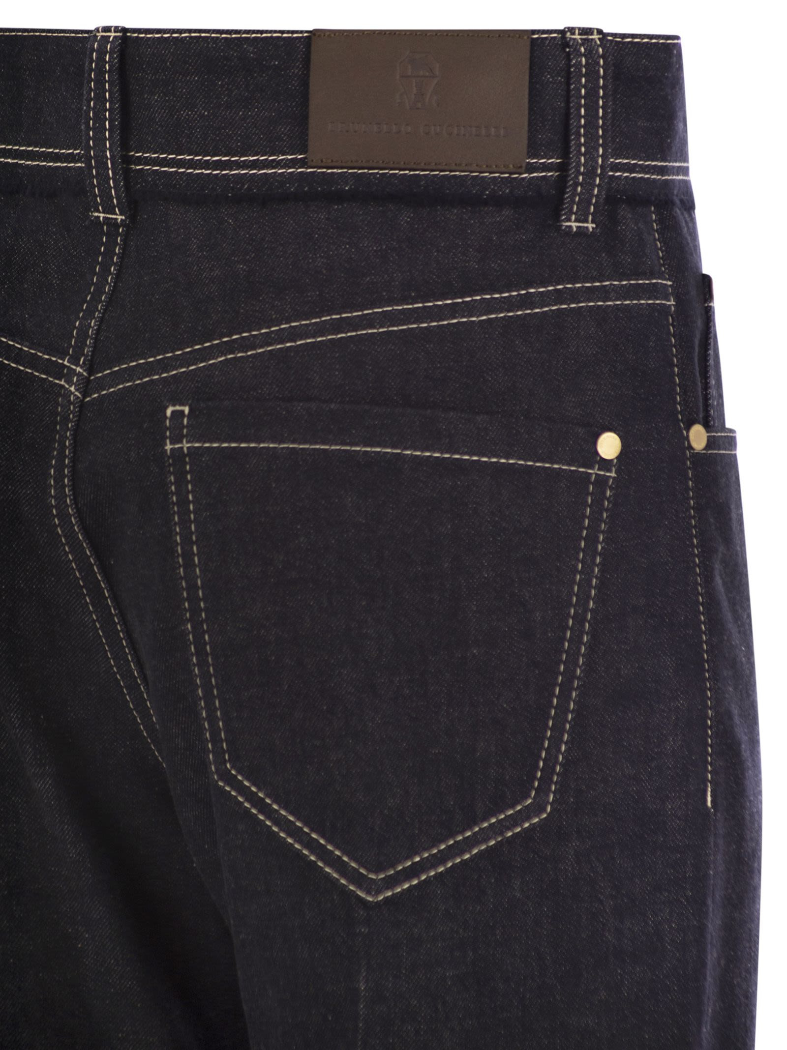 Brunello Cucinelli Women Crop Denim Trousers With Turn-Ups - 4
