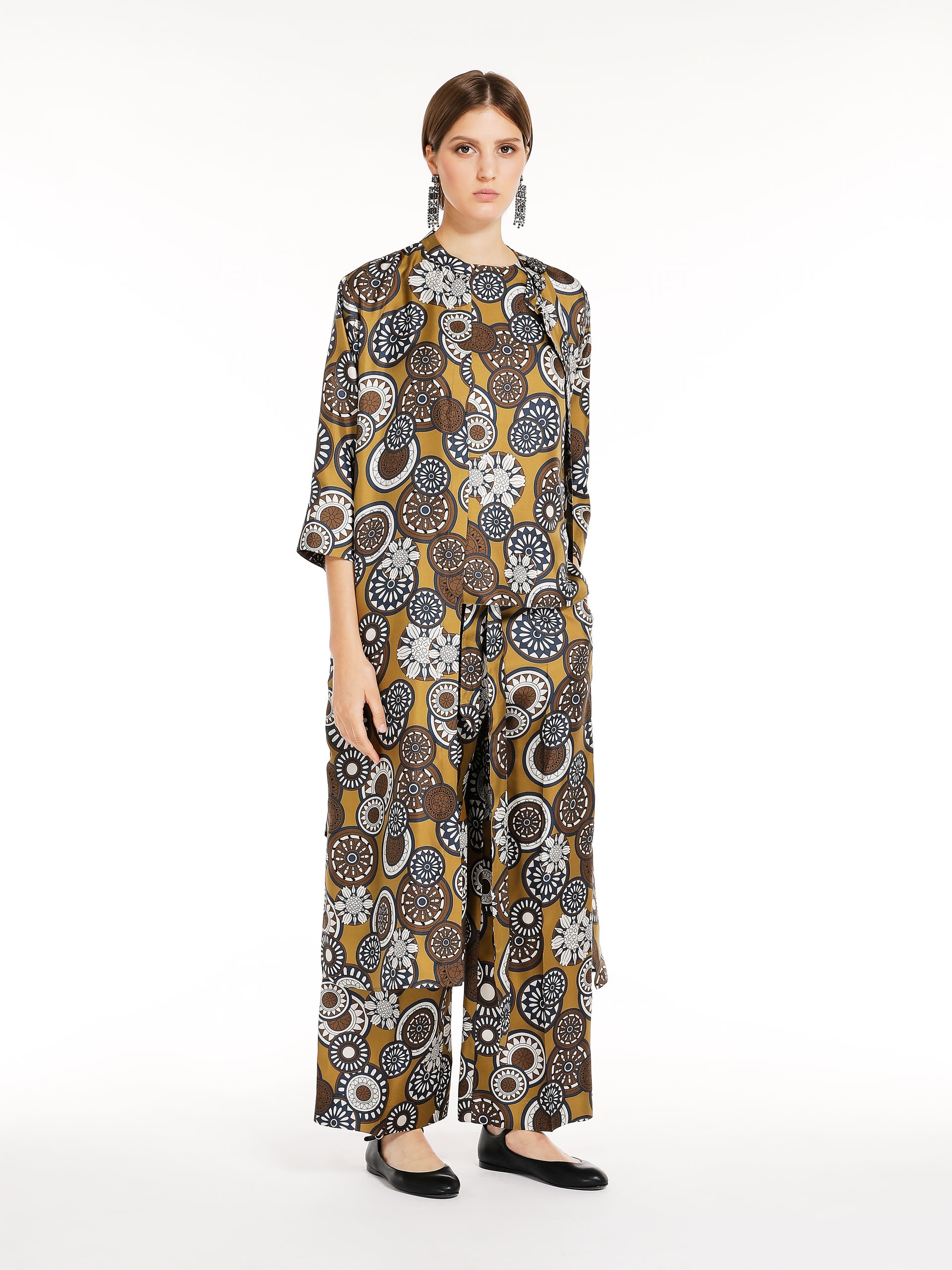 Max Mara TIMEB Fluid printed silk trousers | REVERSIBLE