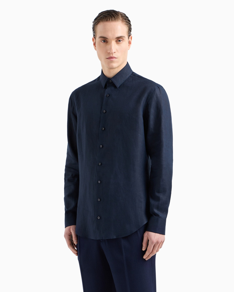 GIORGIO ARMANI Regular-fit shirt in linen outlook