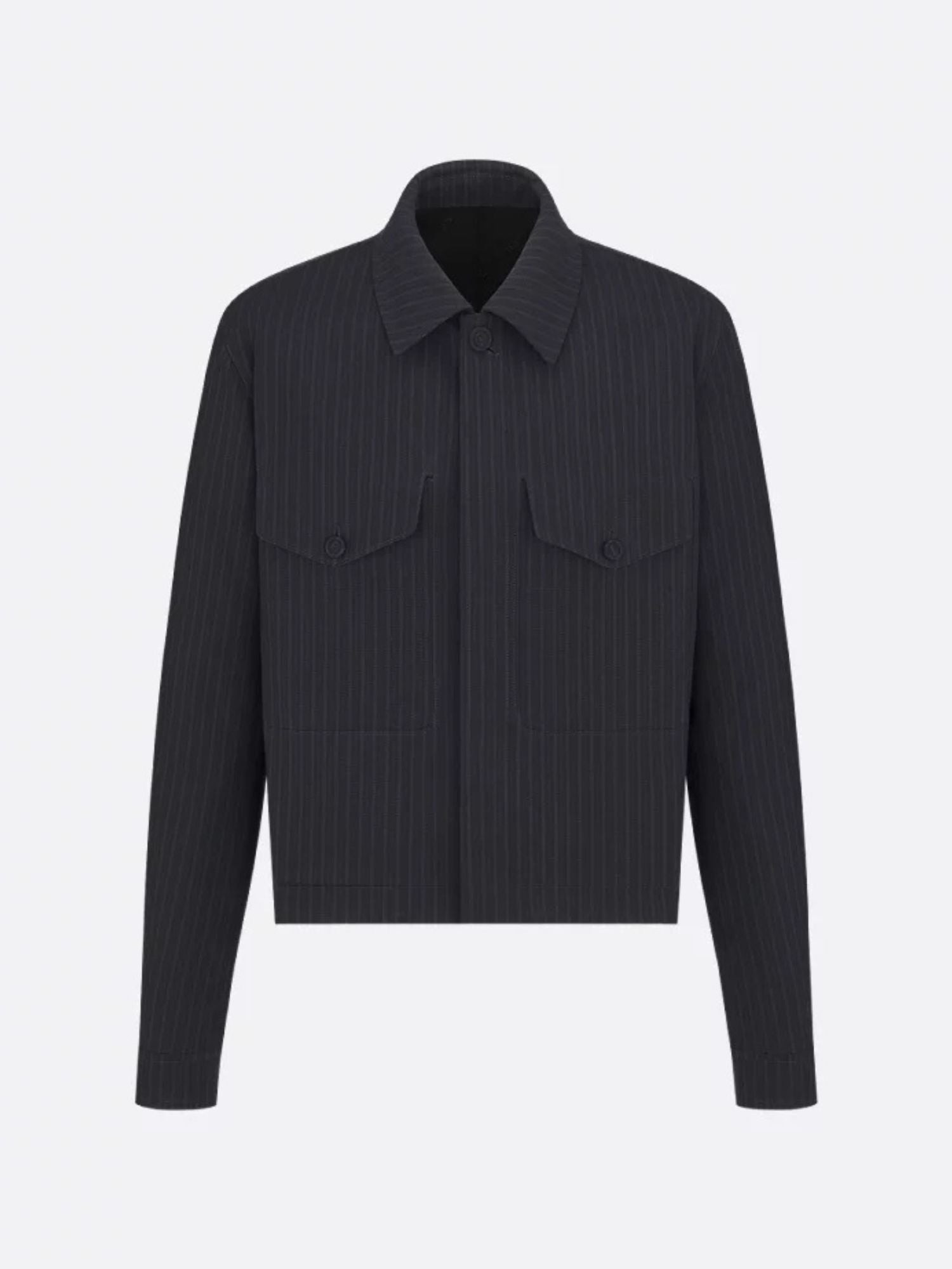 Dior Men Striped Wool Blazer With Semi-French Collar - 1