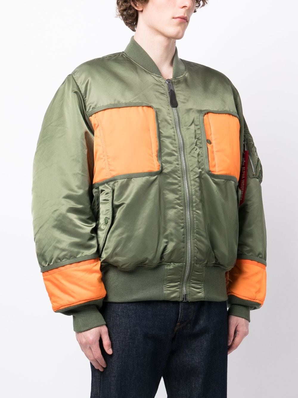 colour-block panelled bomber jacket - 3