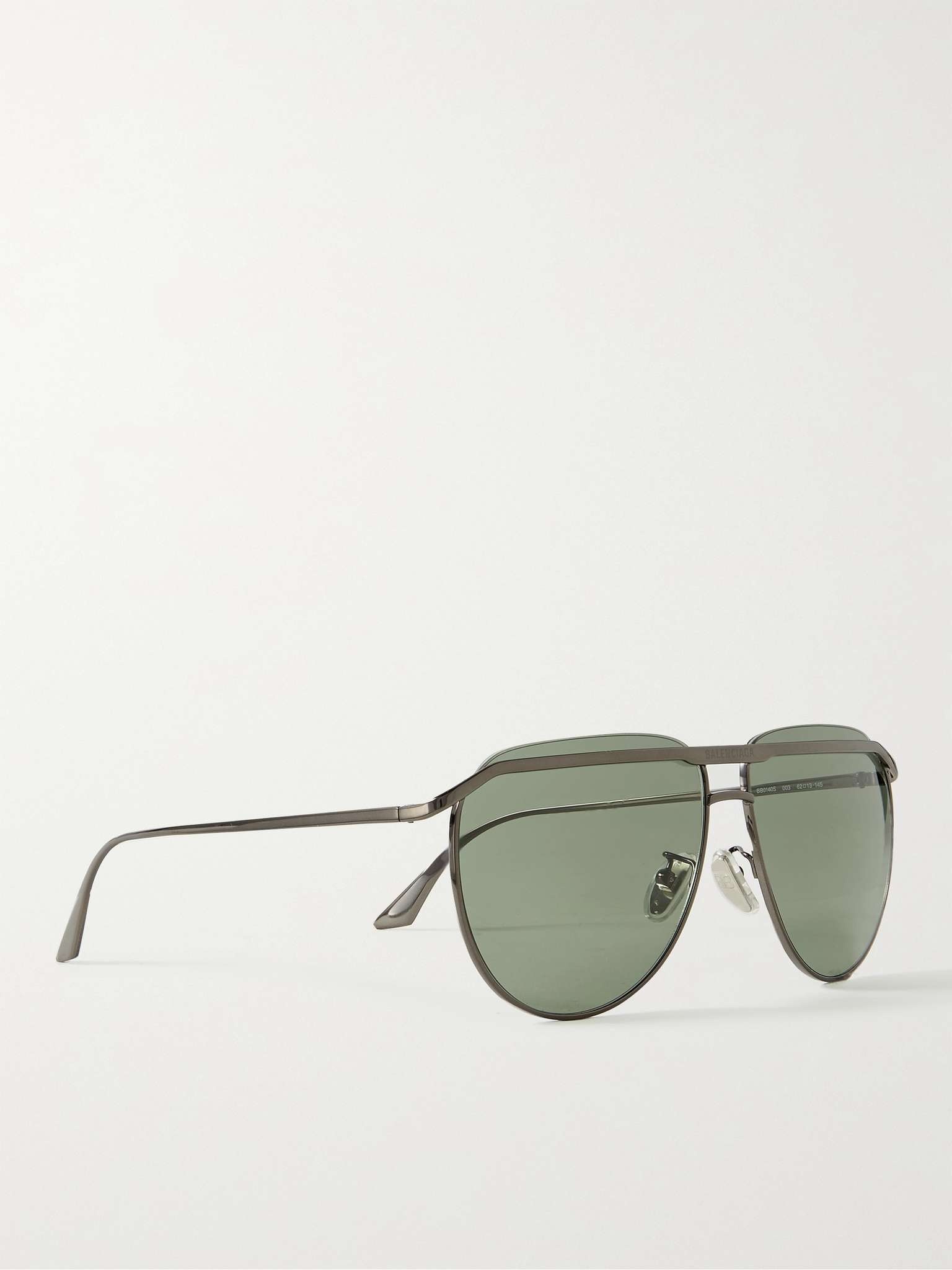 Aviator-Style Logo-Engraved Gunmetal-Tone Sunglasses - 3