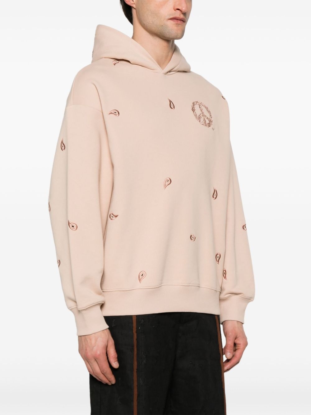 peace sign-embroidered hoodie - 3