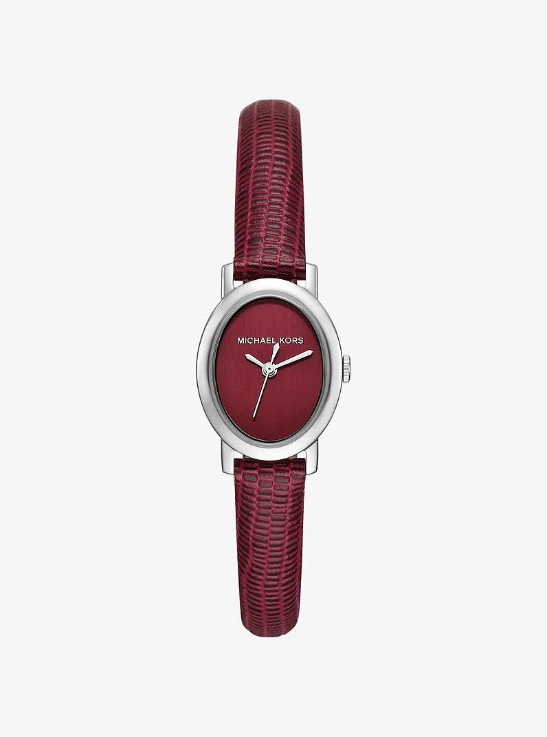 Petite Maude Silver-Tone and Lizard Embossed Leather Watch - 1