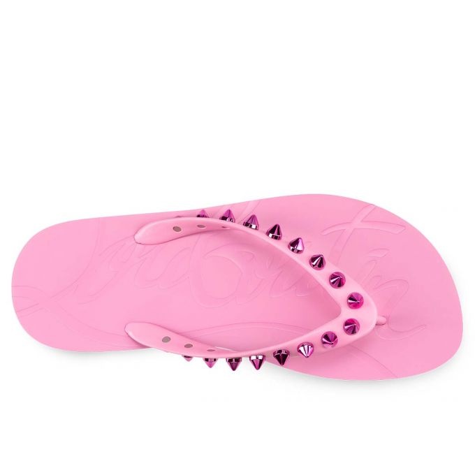 Pink Loubi studded rubber flip flops, Christian Louboutin