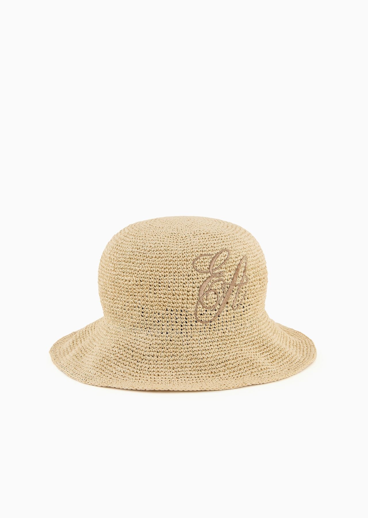 Braided-weave cloche hat with EA signature embroidery - 1
