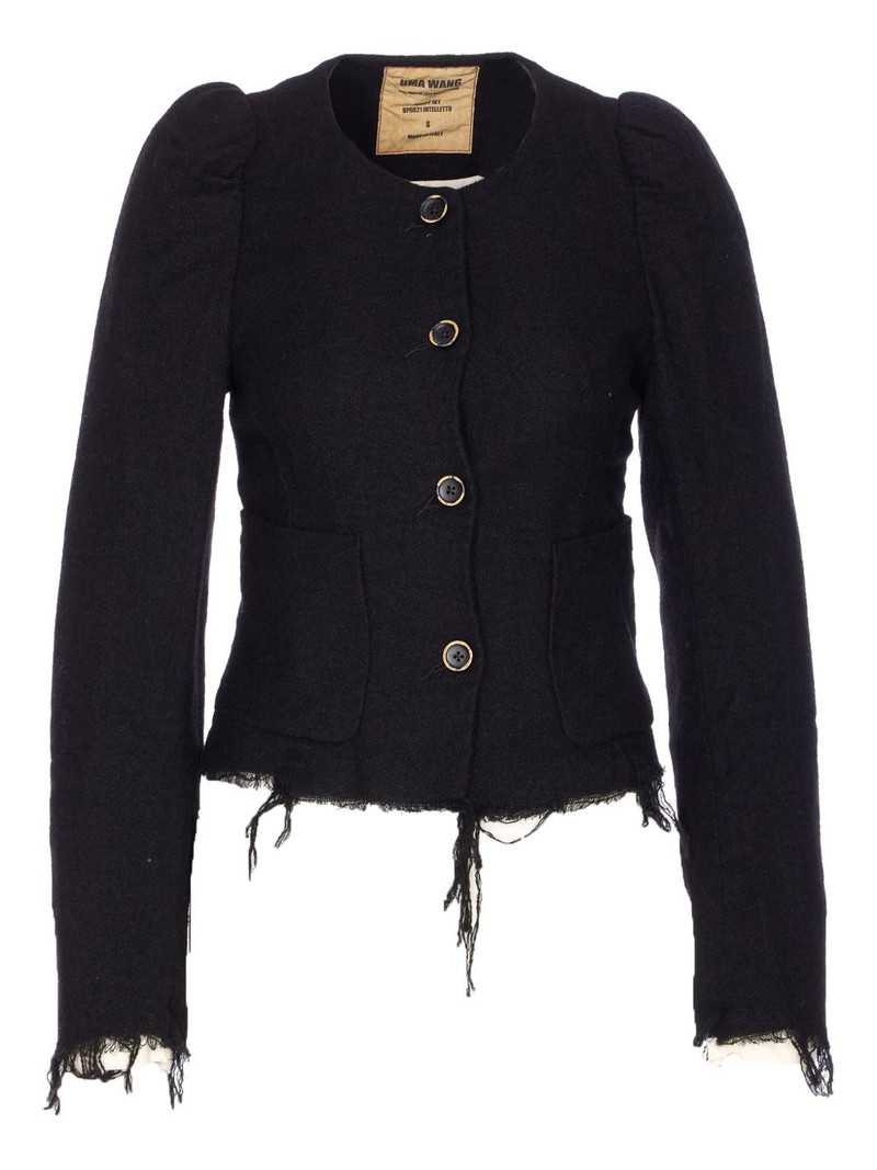puff-sleeve frayed jacket 1