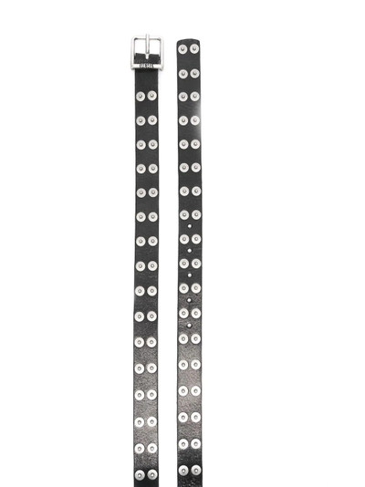 Diesel logo-studded leather buckle belt outlook